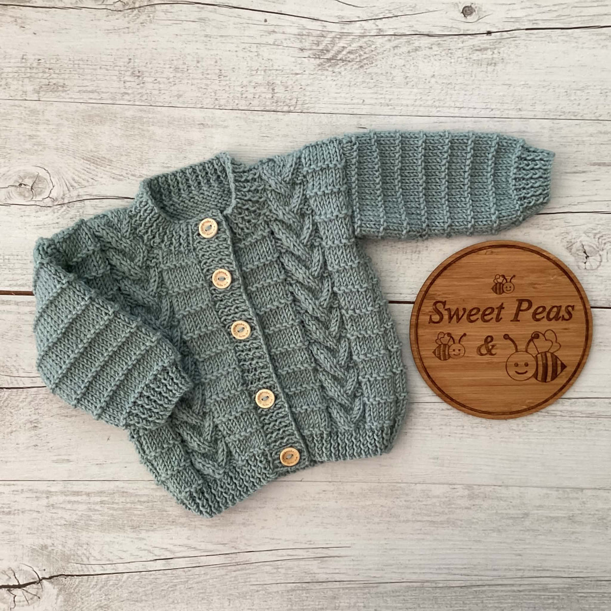 Baby Cardigan & Hat Size 3 to 6 months Sage Green