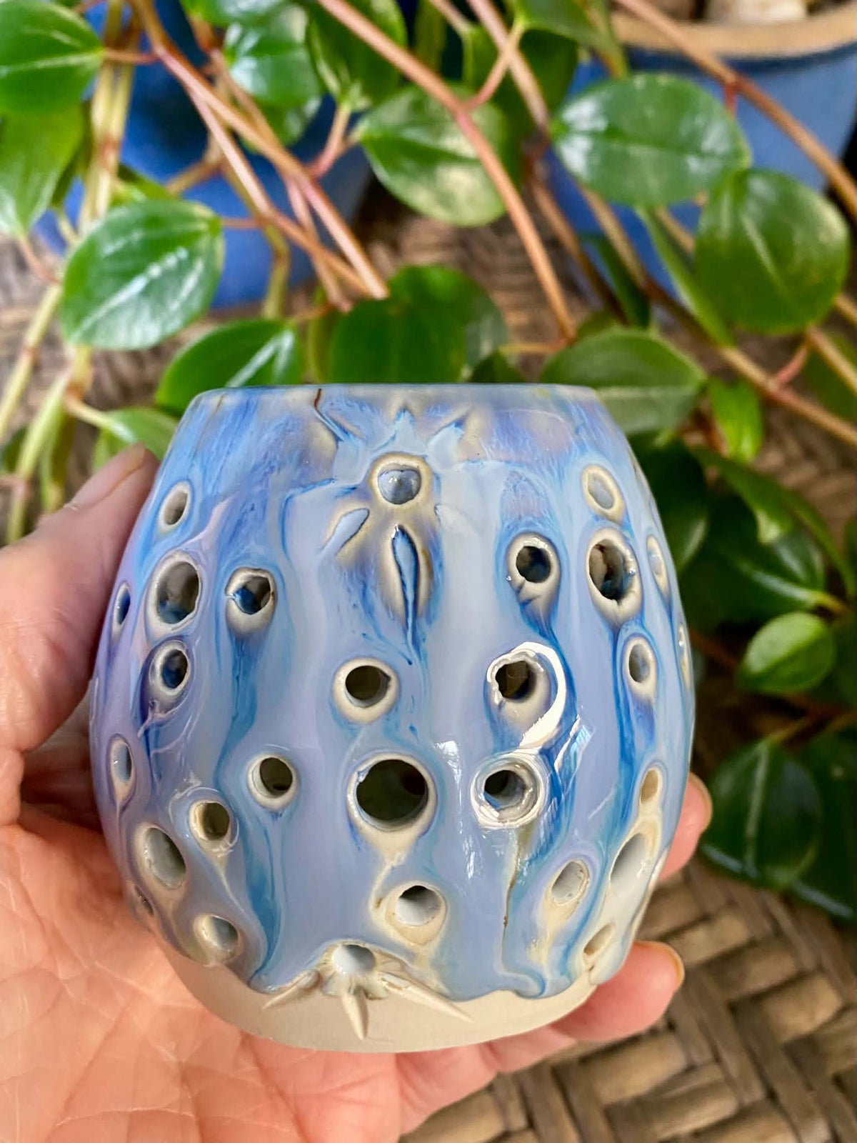 Handmade pottery tea light holders