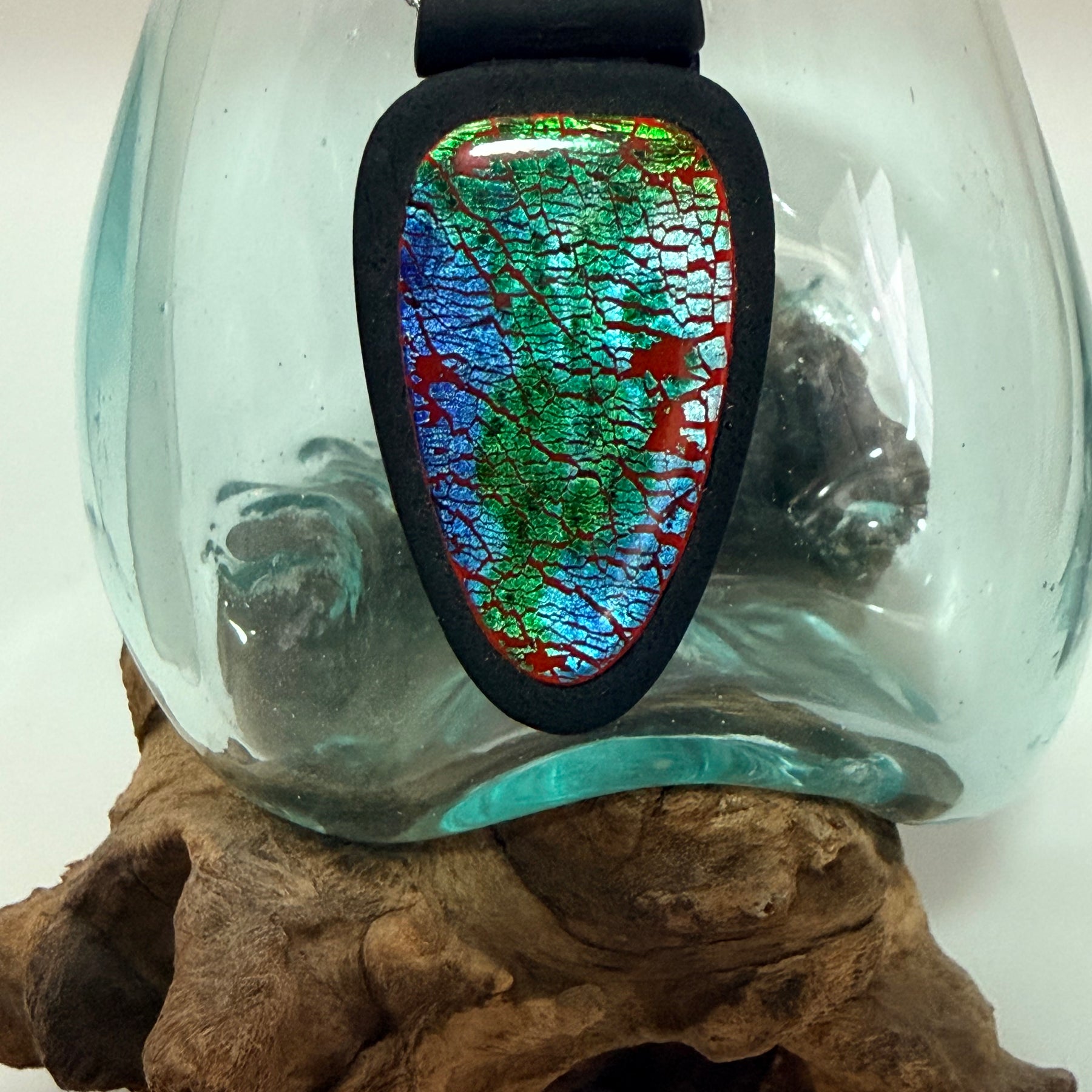 Cracked Foil Alcohol Ink Statement Pendant & Necklace