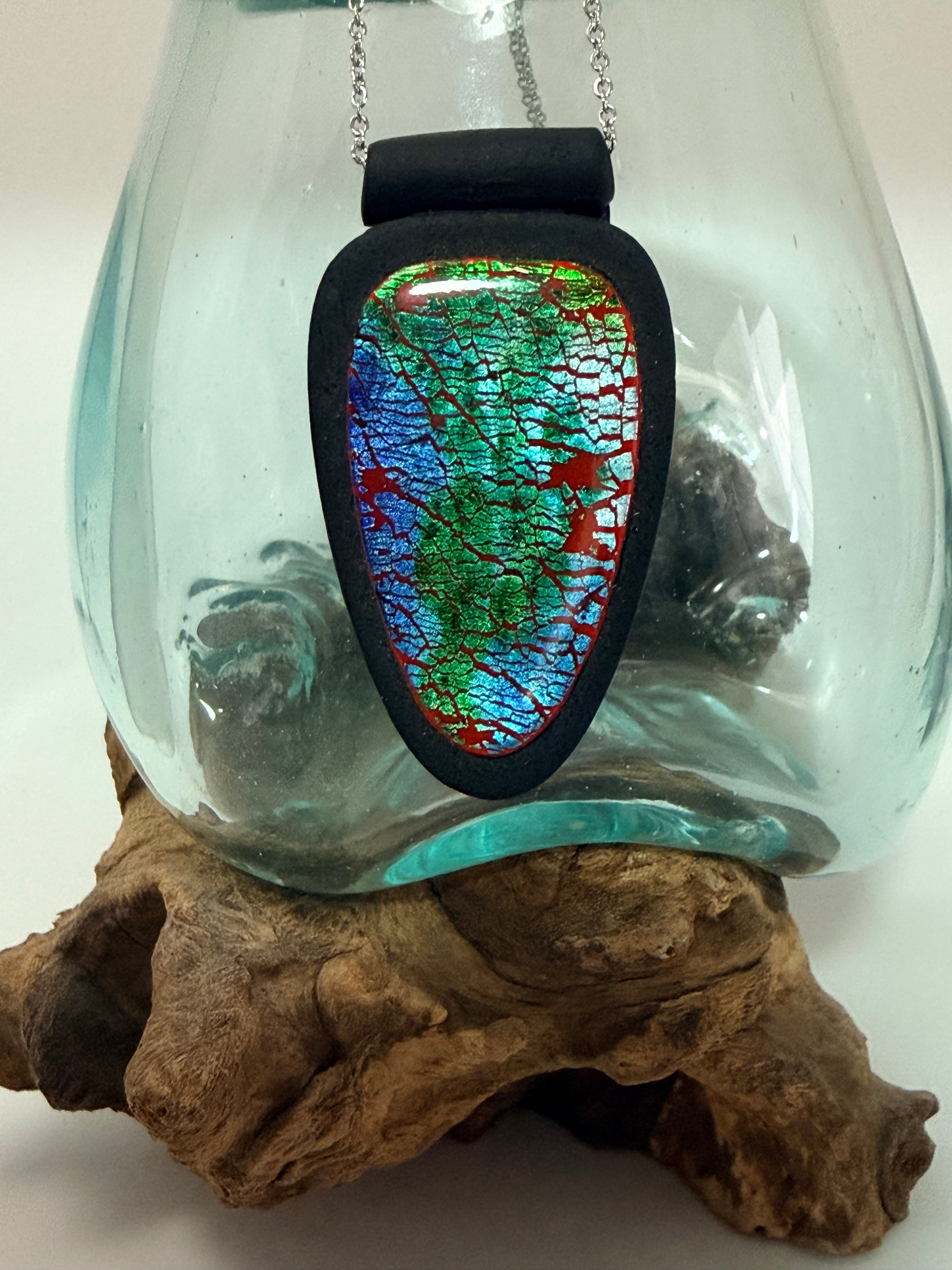 Cracked Foil Alcohol Ink Statement Pendant & Necklace