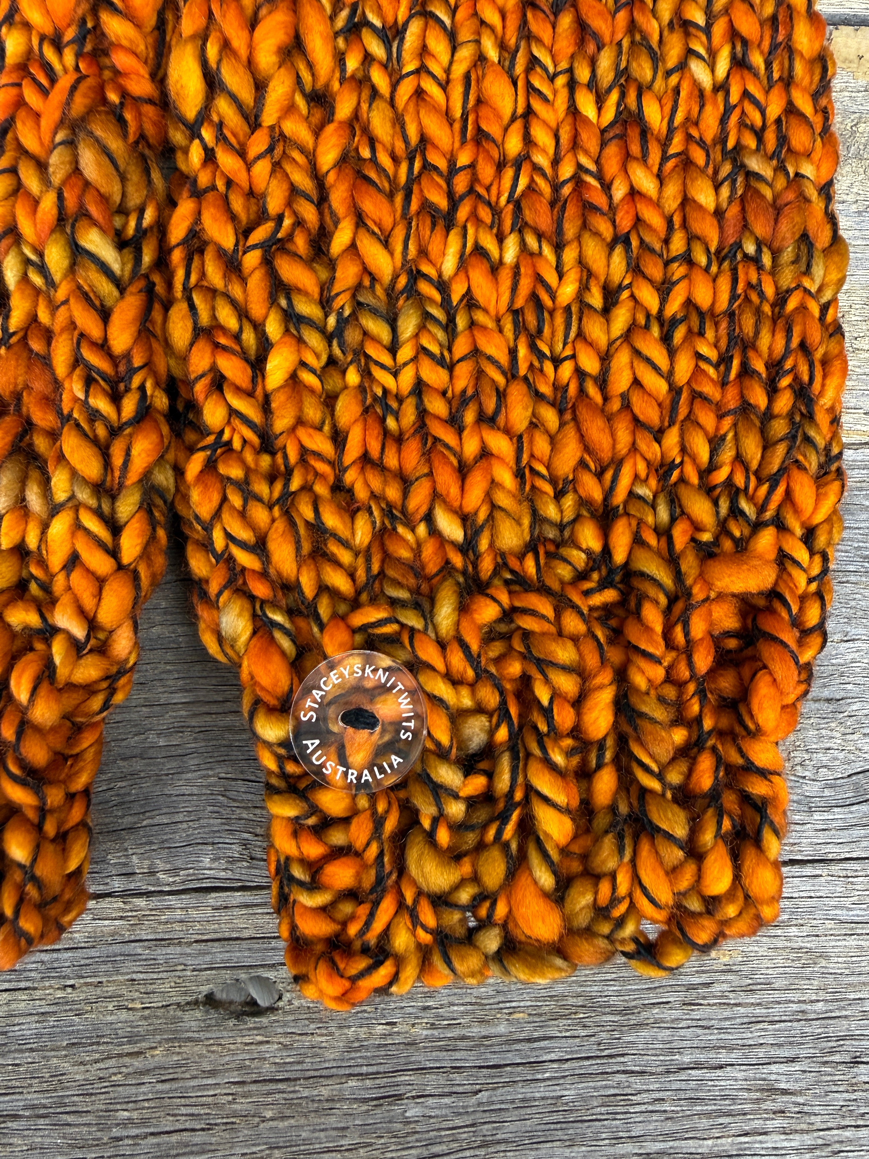 Orange Handwarmers, Merino texting gloves