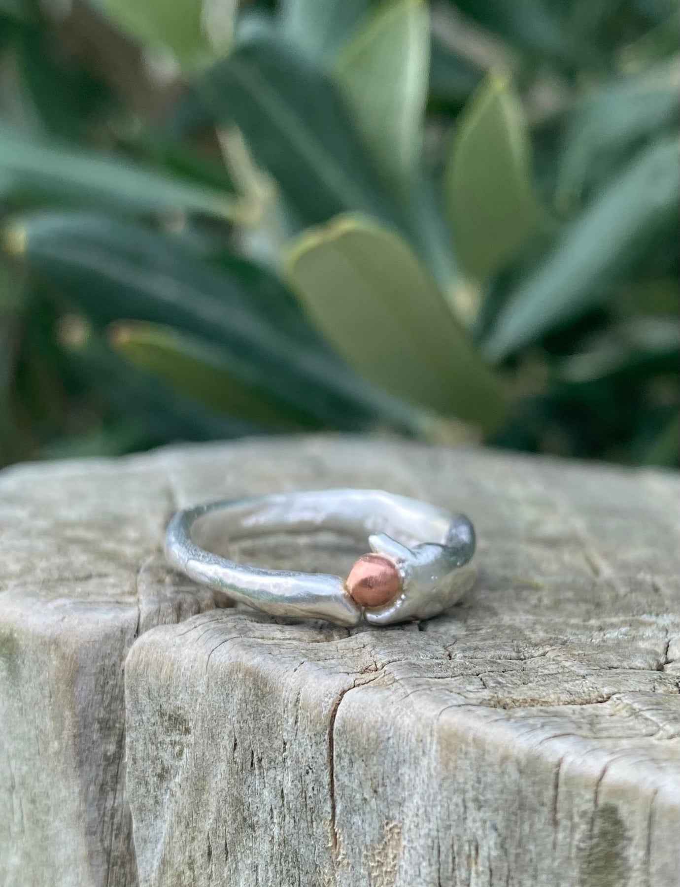 Seed Ring | Sand Cast Sterling Silver with Copper