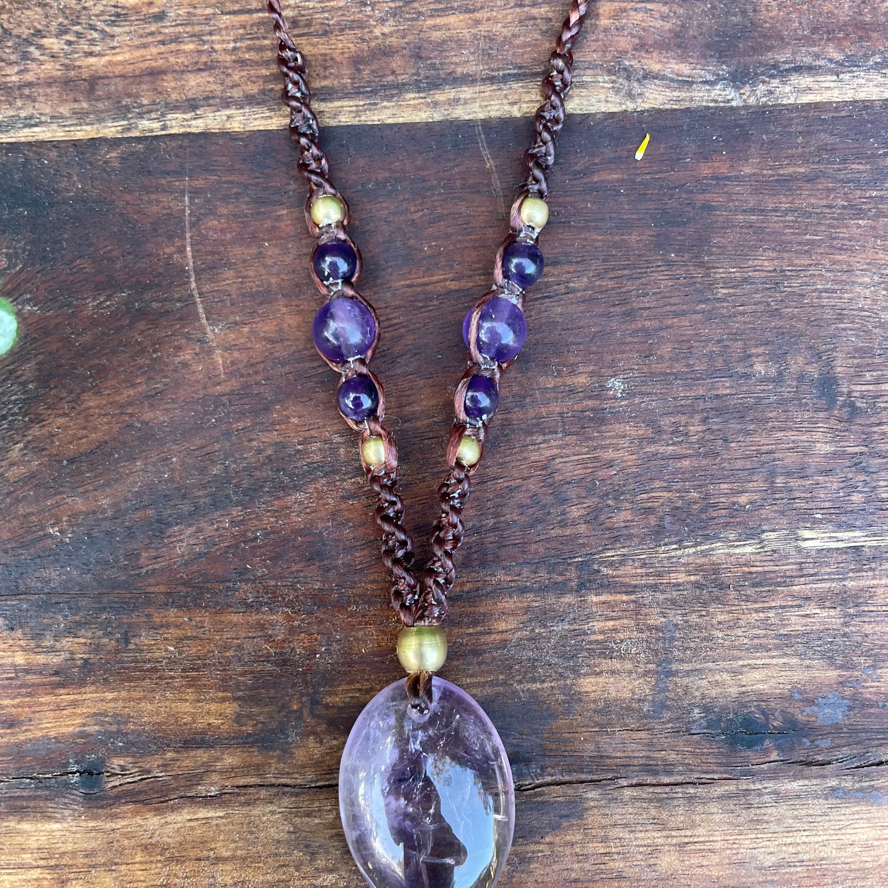 Amethyst Pendant, Macrame necklace