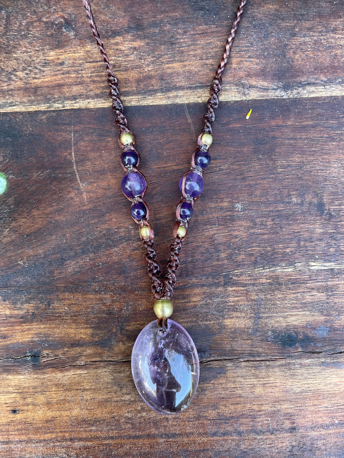Amethyst Pendant, Macrame necklace