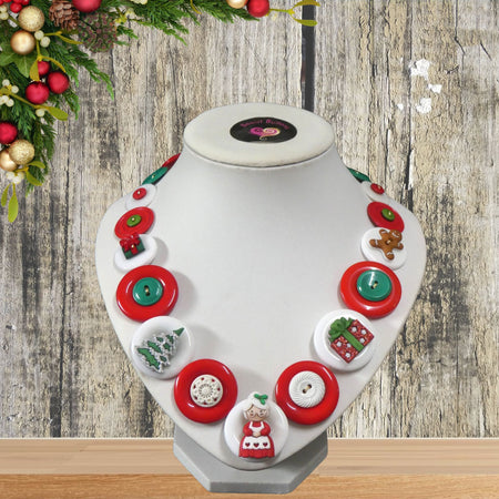 Mrs Christmas button necklace