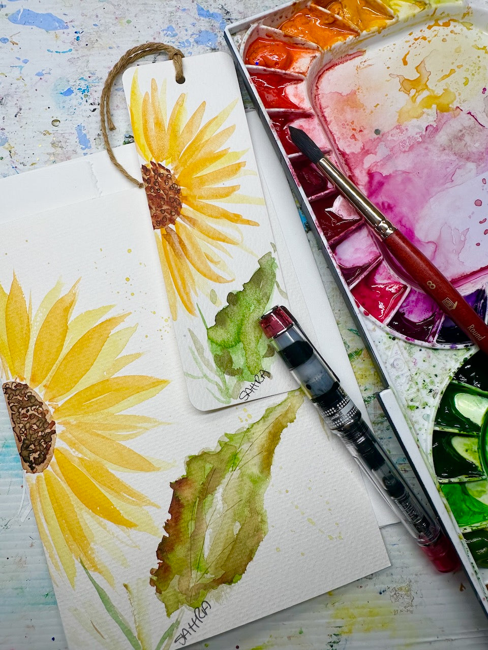 Hand Painted Greeting Card & Bookmark