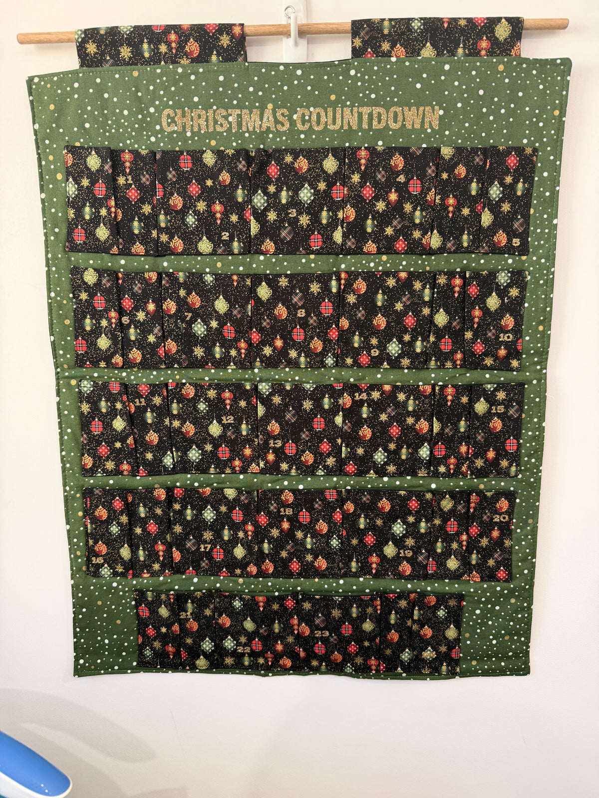 Fabric Christmas Advent Calendar With 24 Pockets