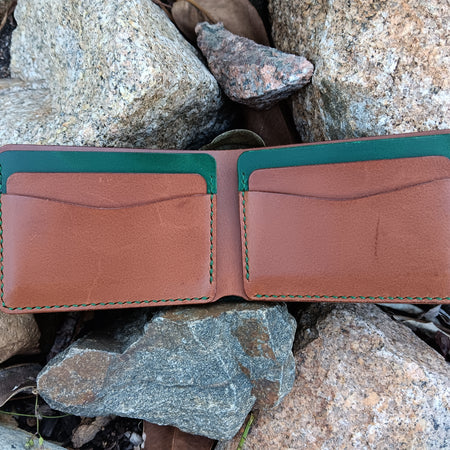 Men's Bifold Wallet - Green & Brown