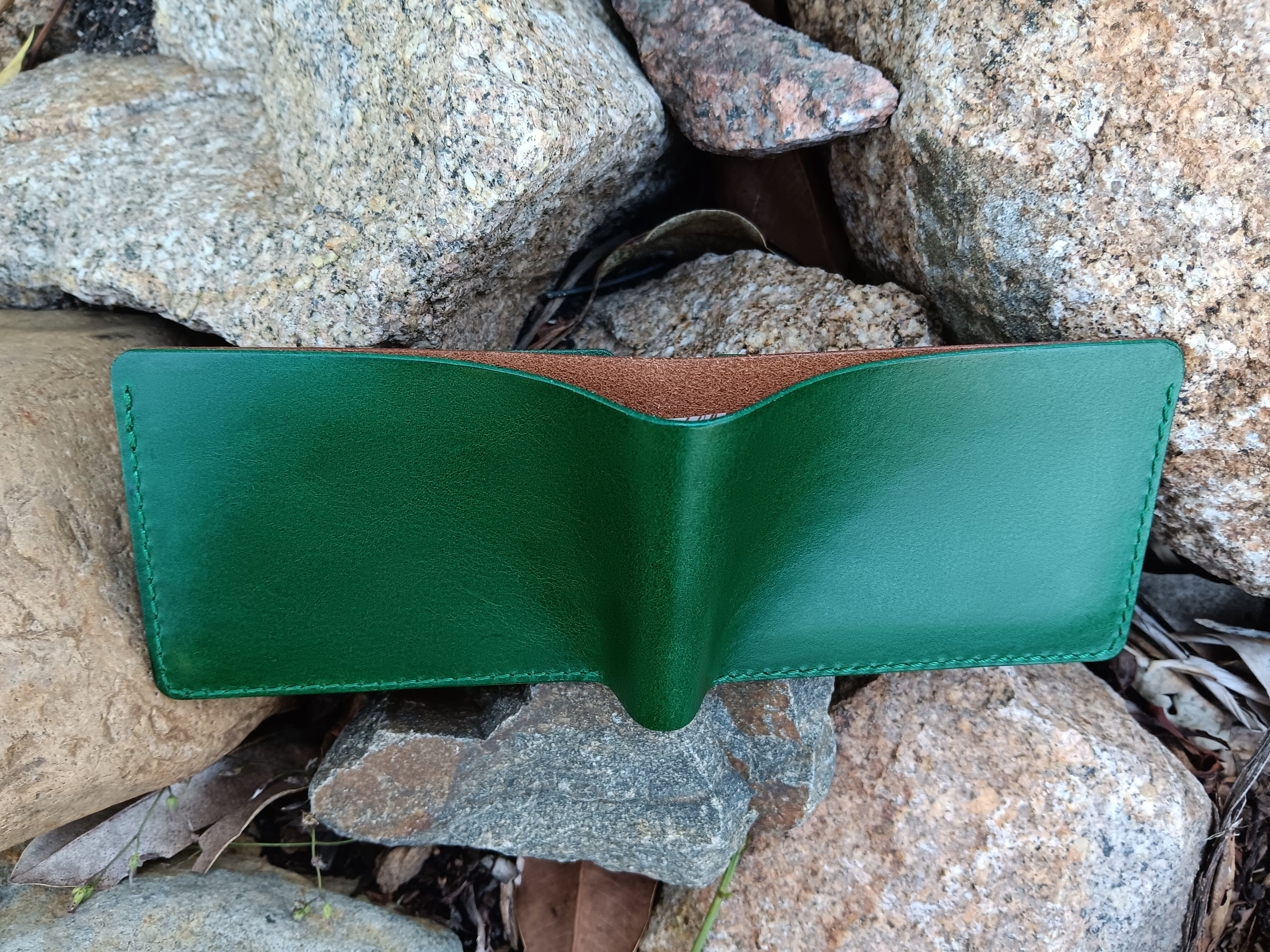 Men's Bifold Wallet - Green & Brown