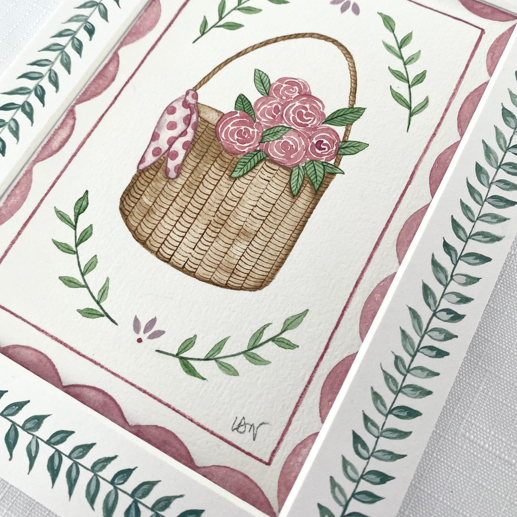 Summer Joys Original Watercolour Painting - Picnic Basket