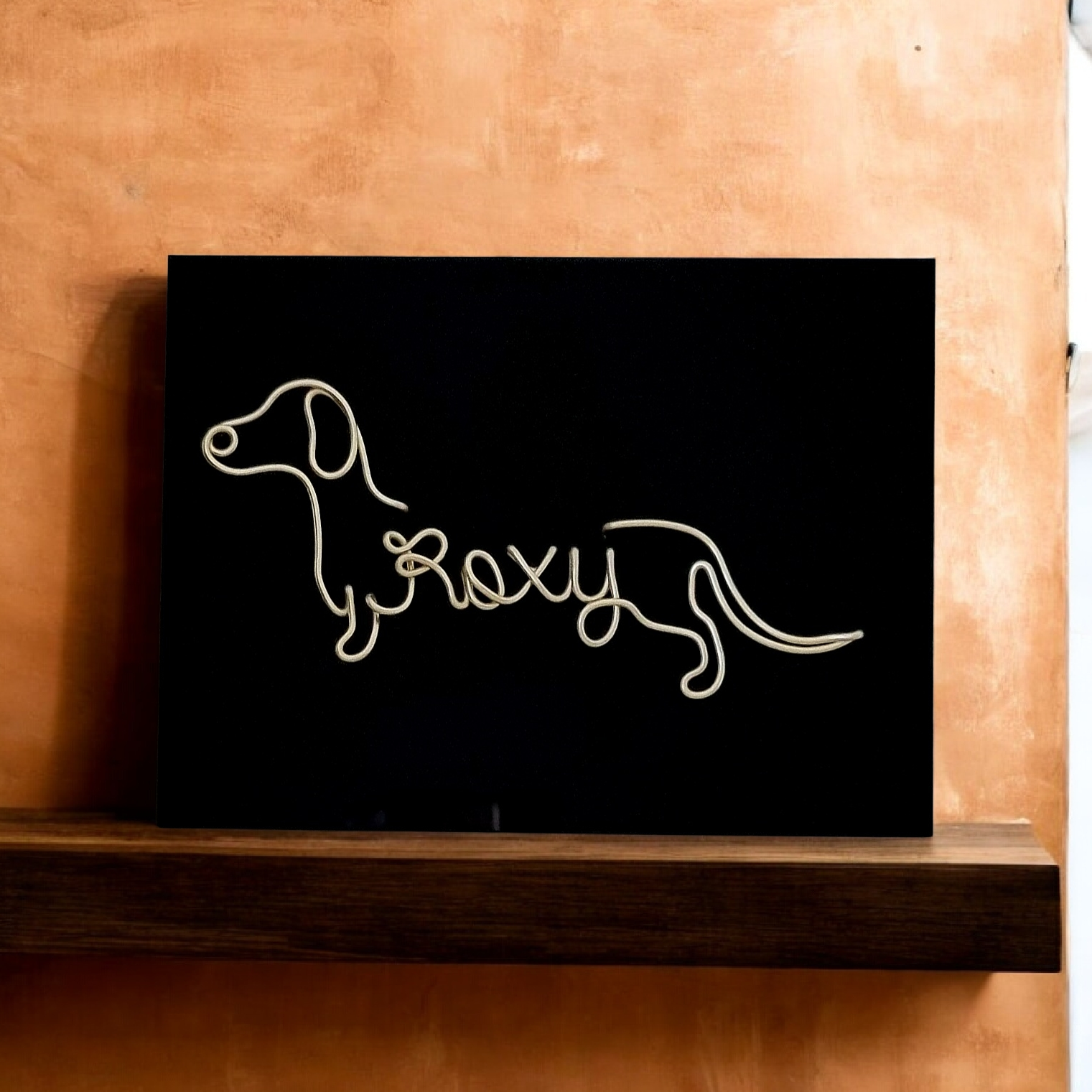 Personalised Dachshund Wire Art Plaque | Custom Sausage Dog Name Sign | Wire Dog Portrait Acrylic Plaque | Custom Colour Dog Wall Art | Pet Name Gift