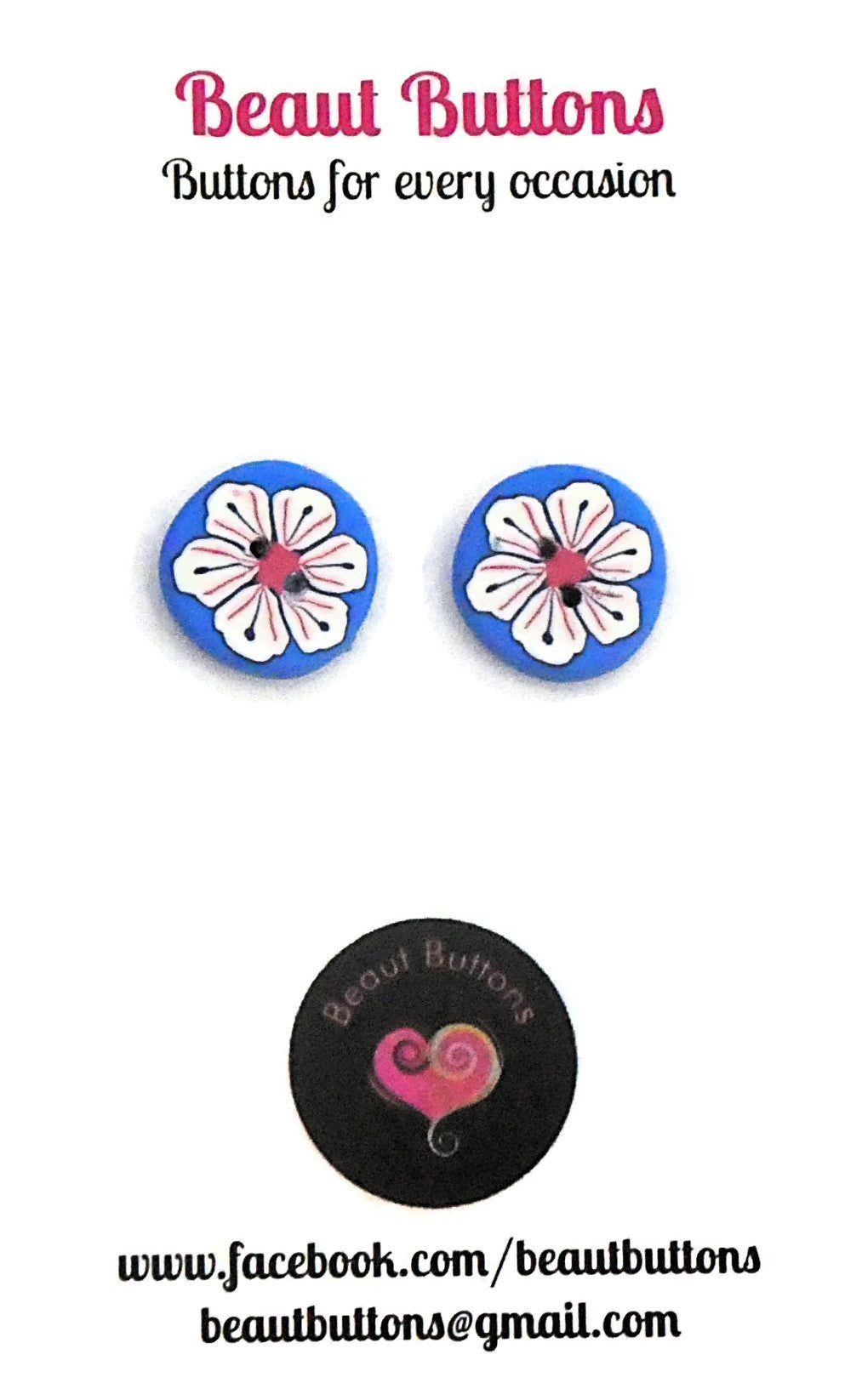 Blue button necklace and earrings - Winter Blooms