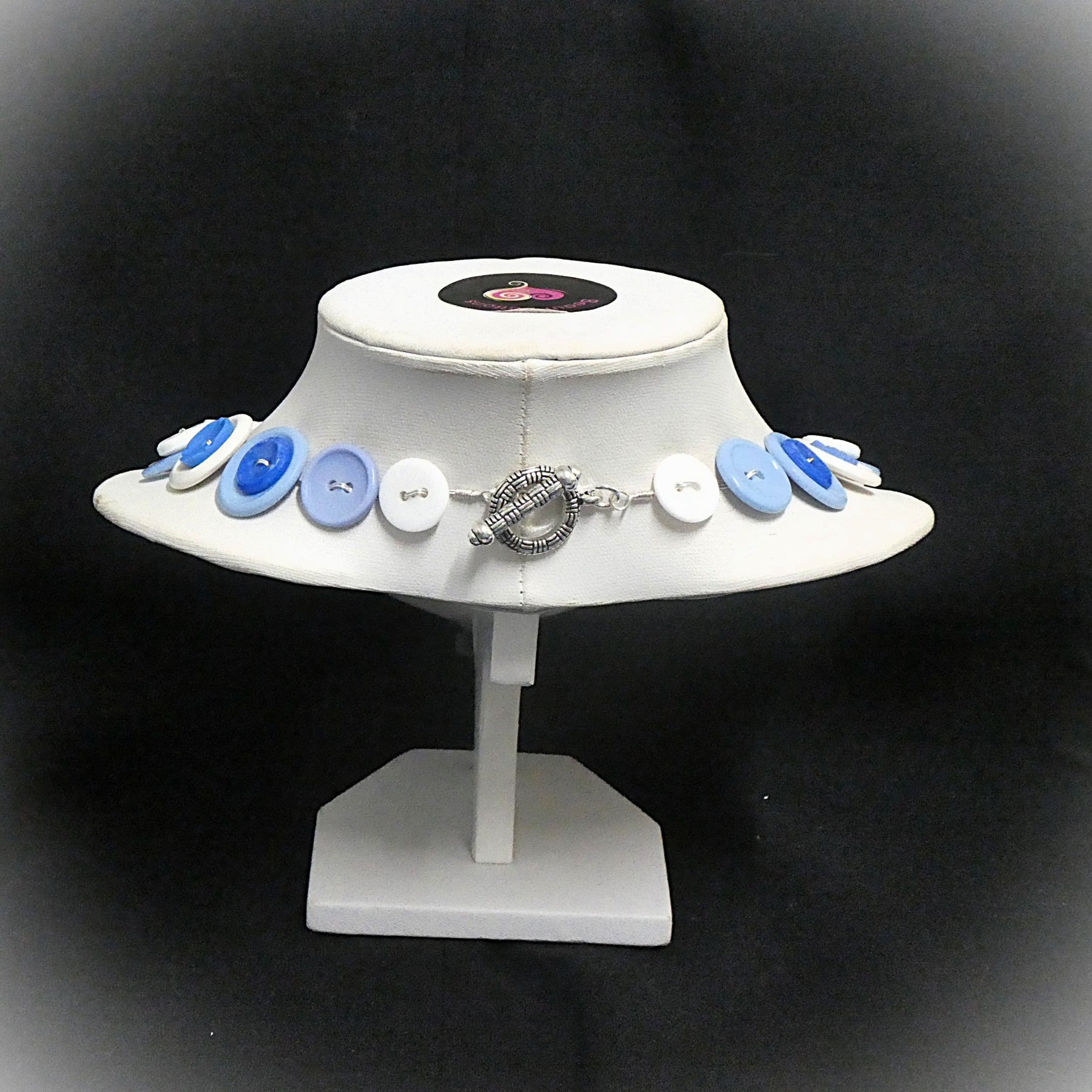 Blue button necklace and earrings - Winter Blooms