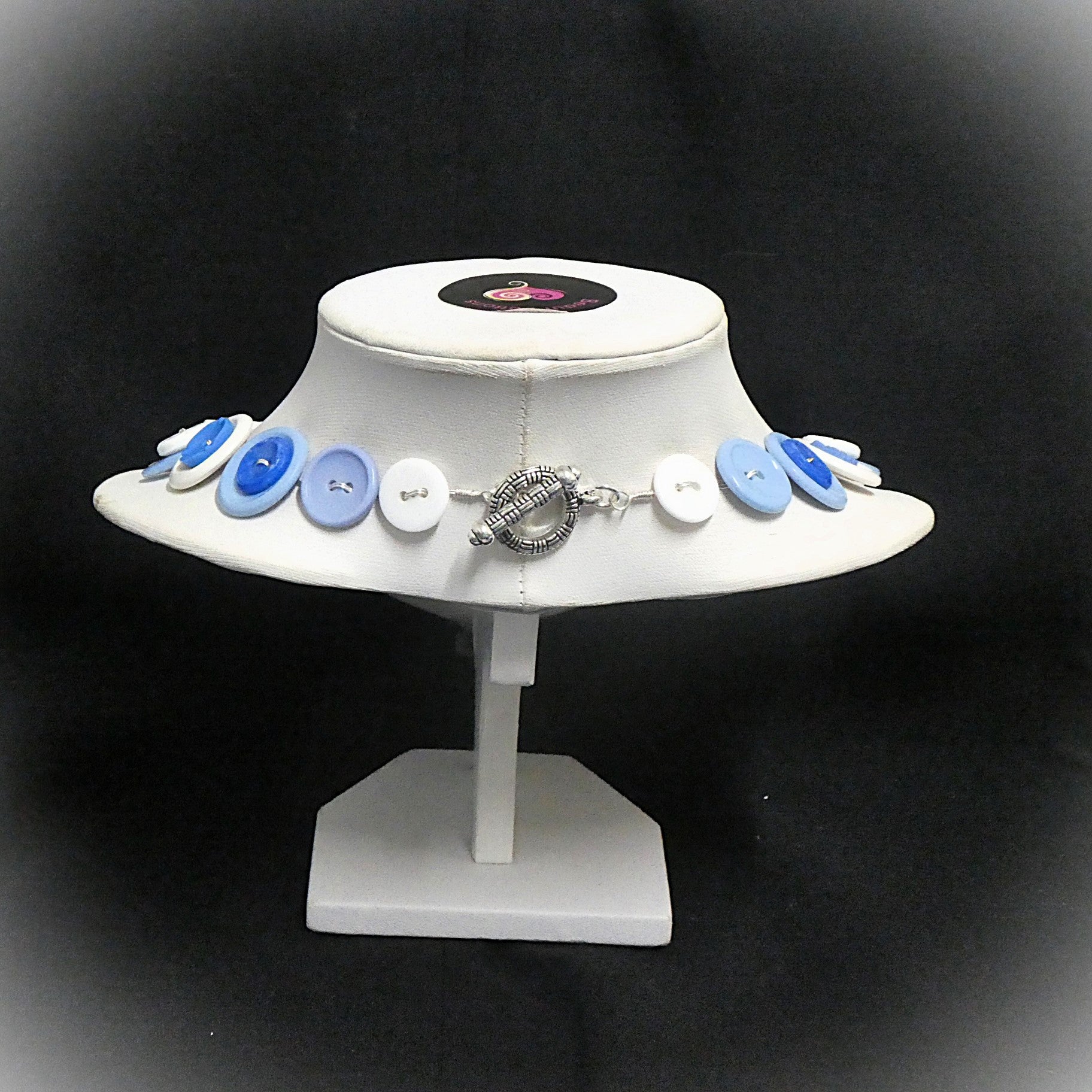 Blue button necklace and earrings - Winter Blooms