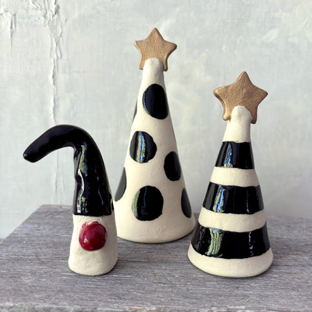 Christmas Trees & Gnome Set - Black & White
