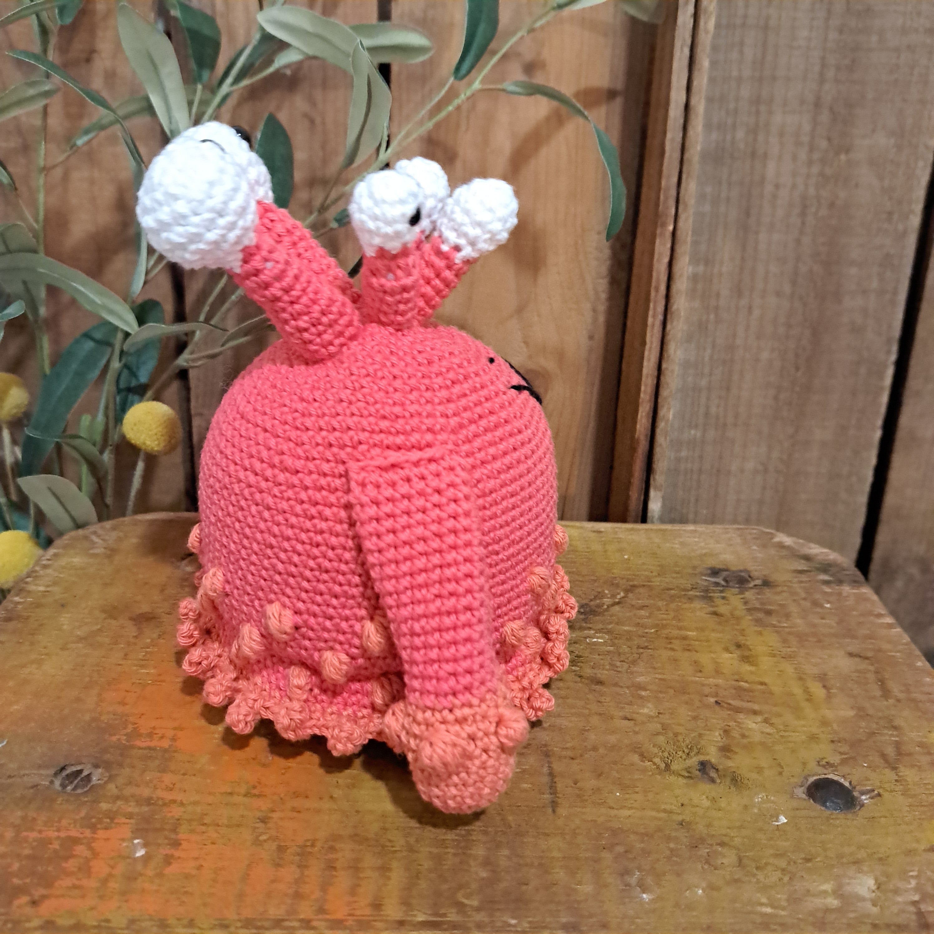 Crochet wobble ball toy/ orange and pink