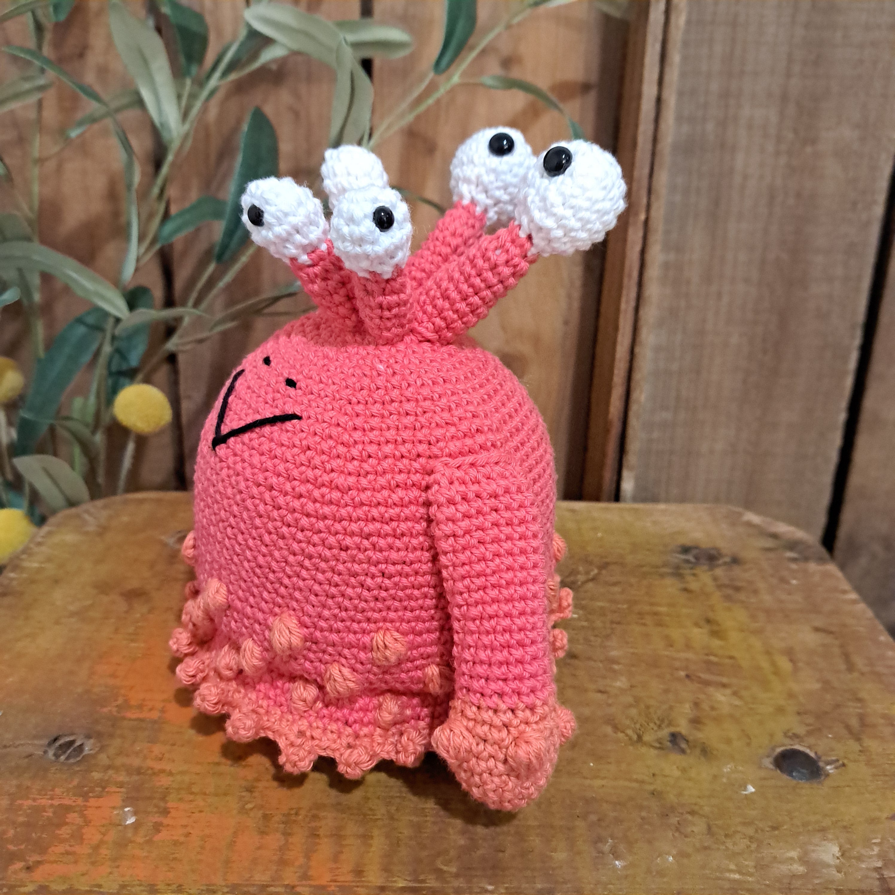 Crochet wobble ball toy/ orange and pink