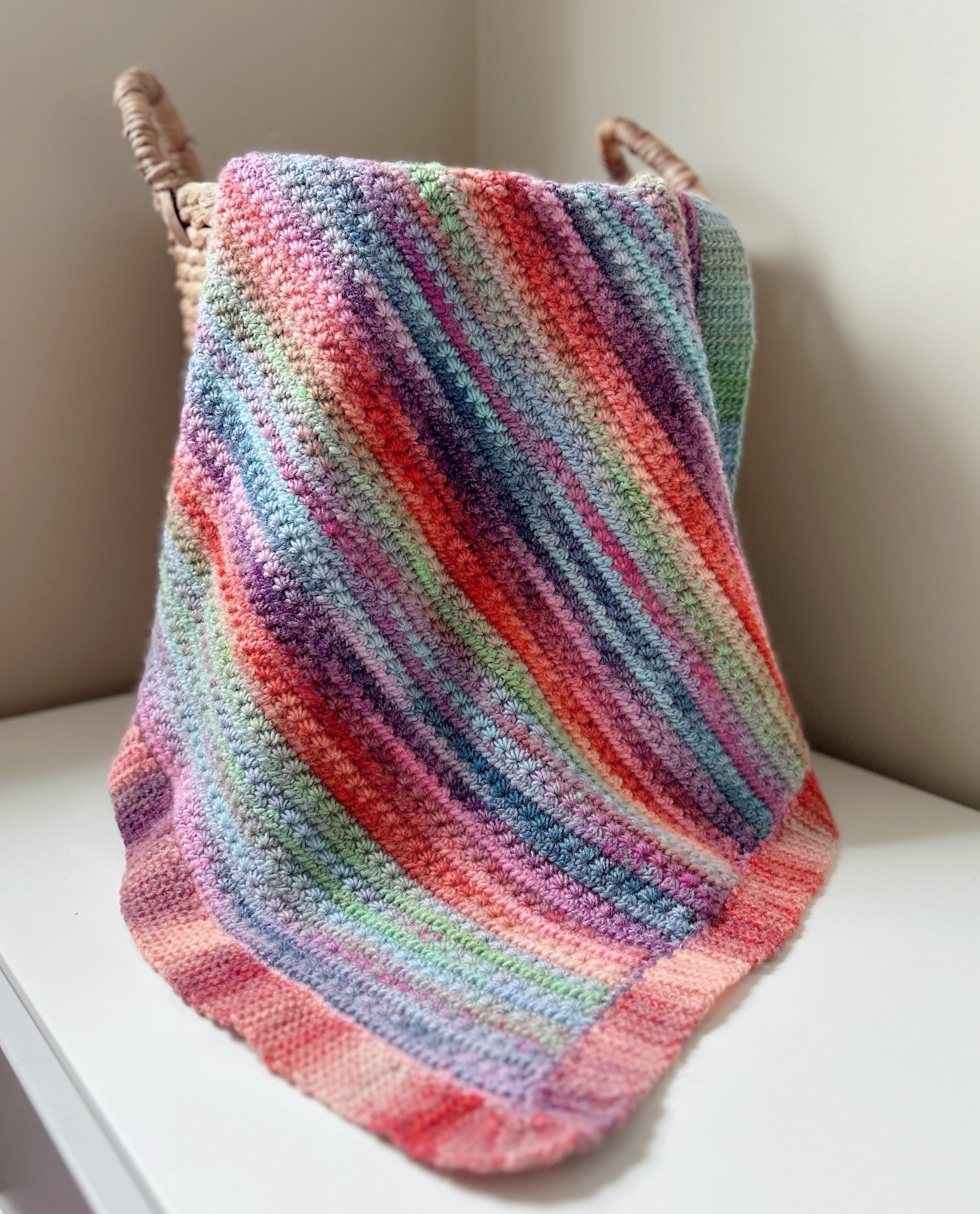 Pastel Rainbow Crochet Baby Blanket | Handmade Baby Blanket, One of a Kind