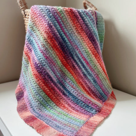 Pastel Rainbow Crochet Baby Blanket | Handmade Baby Blanket, One of a Kind