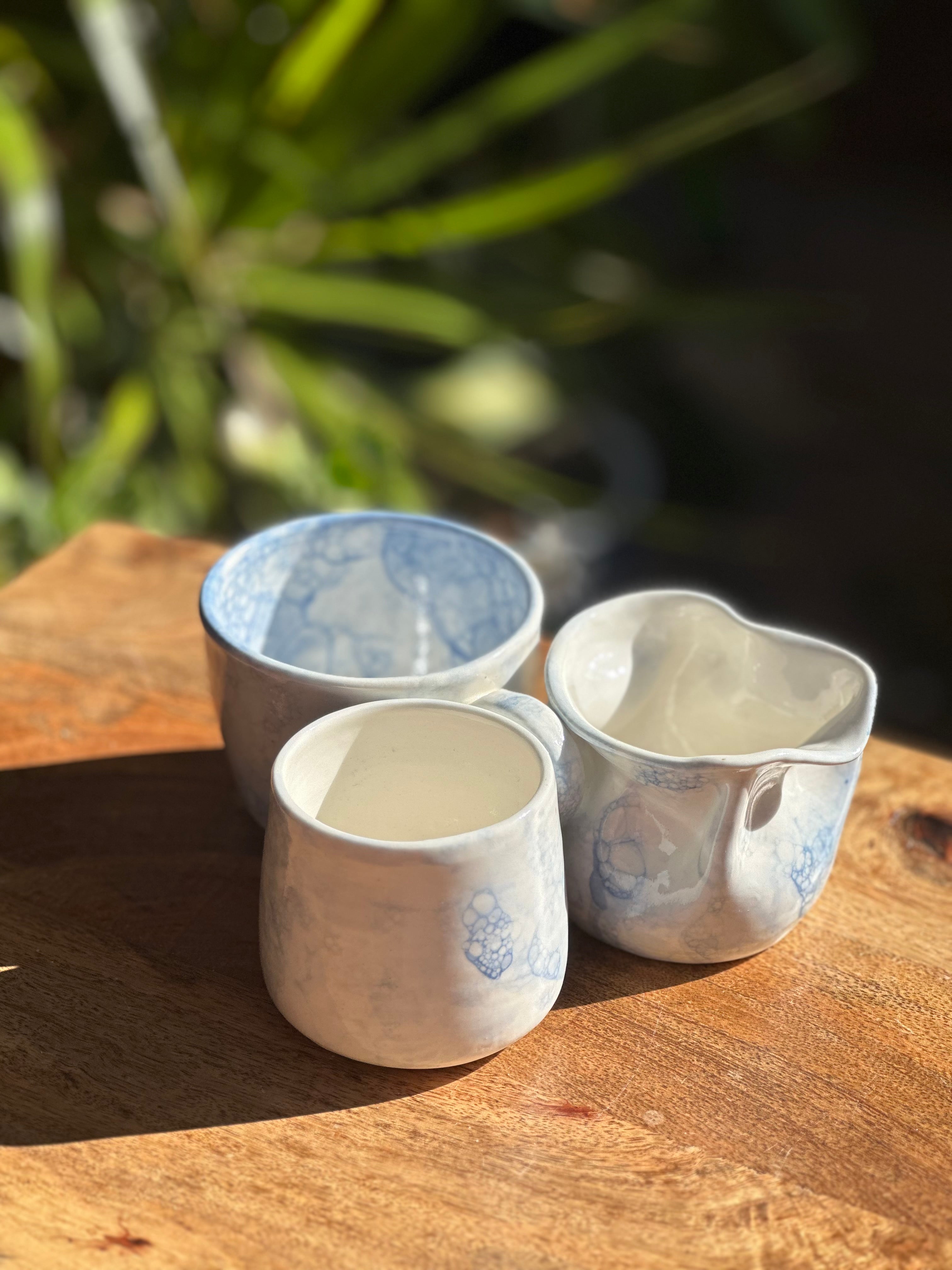 Tea Set for One | Handmade Porcelain Ceramics | Bubbles