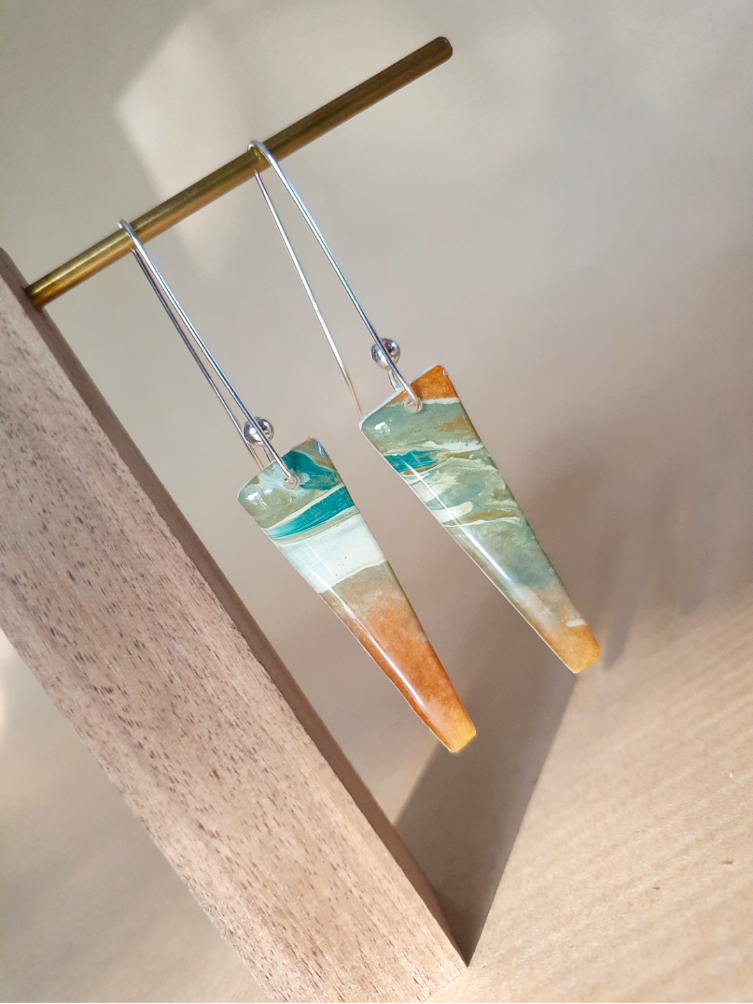 The Sunburnt Country Gallery Range | Resin art jewellery | Porcelain silver earrings