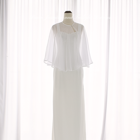100% Silk Chiffon Center-Split Bridal Cape with Swarovski Crystal Button | The Aria