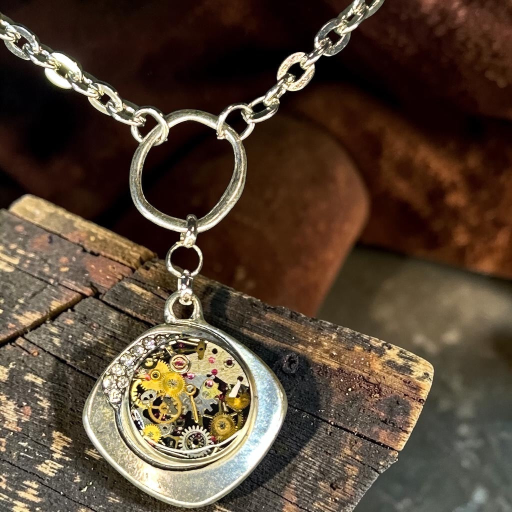 Steampunk watch parts pendant necklace