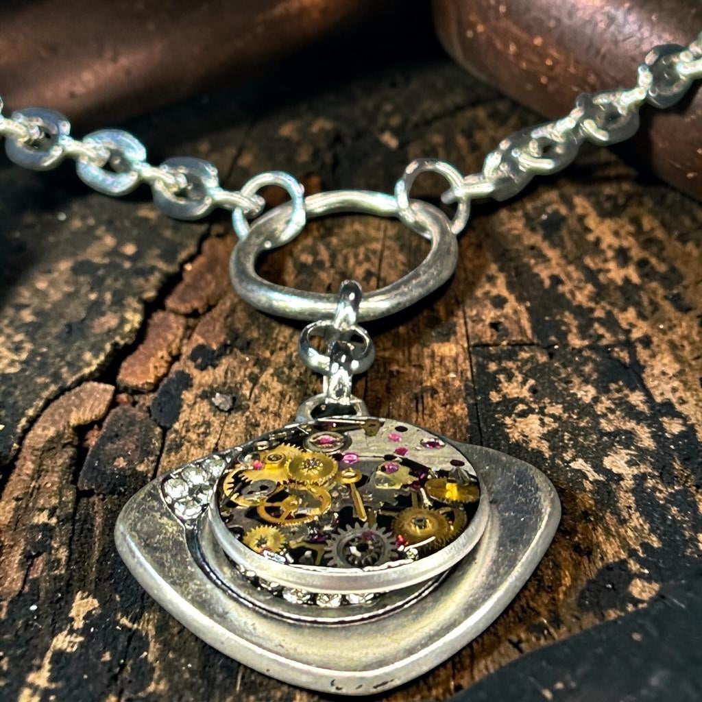 Steampunk watch parts pendant necklace