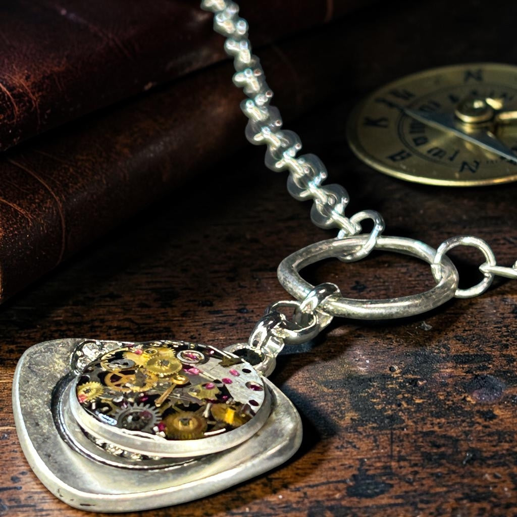 Steampunk watch parts pendant necklace