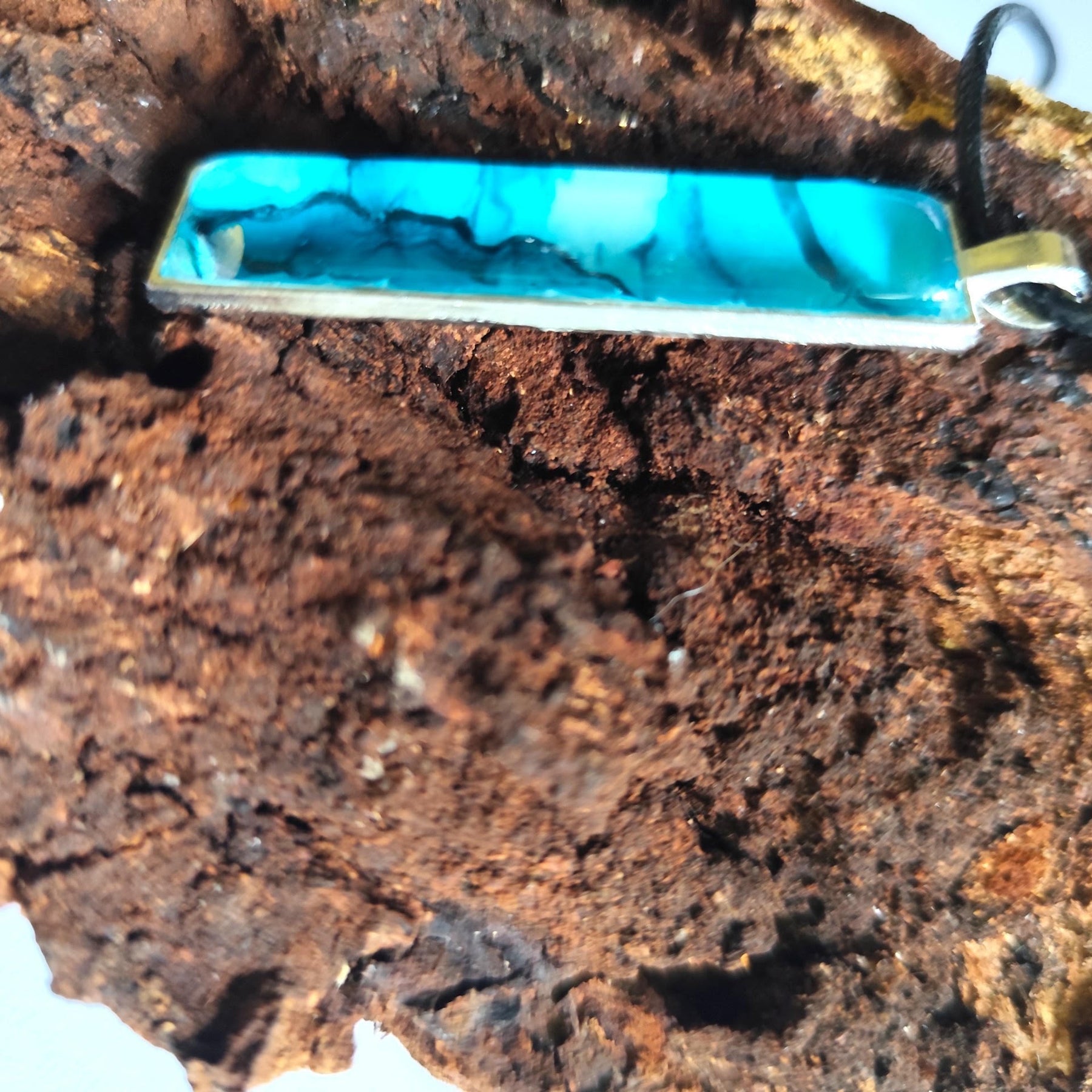 Teal Alcohol Ink Pendant Necklace – Wearable Art