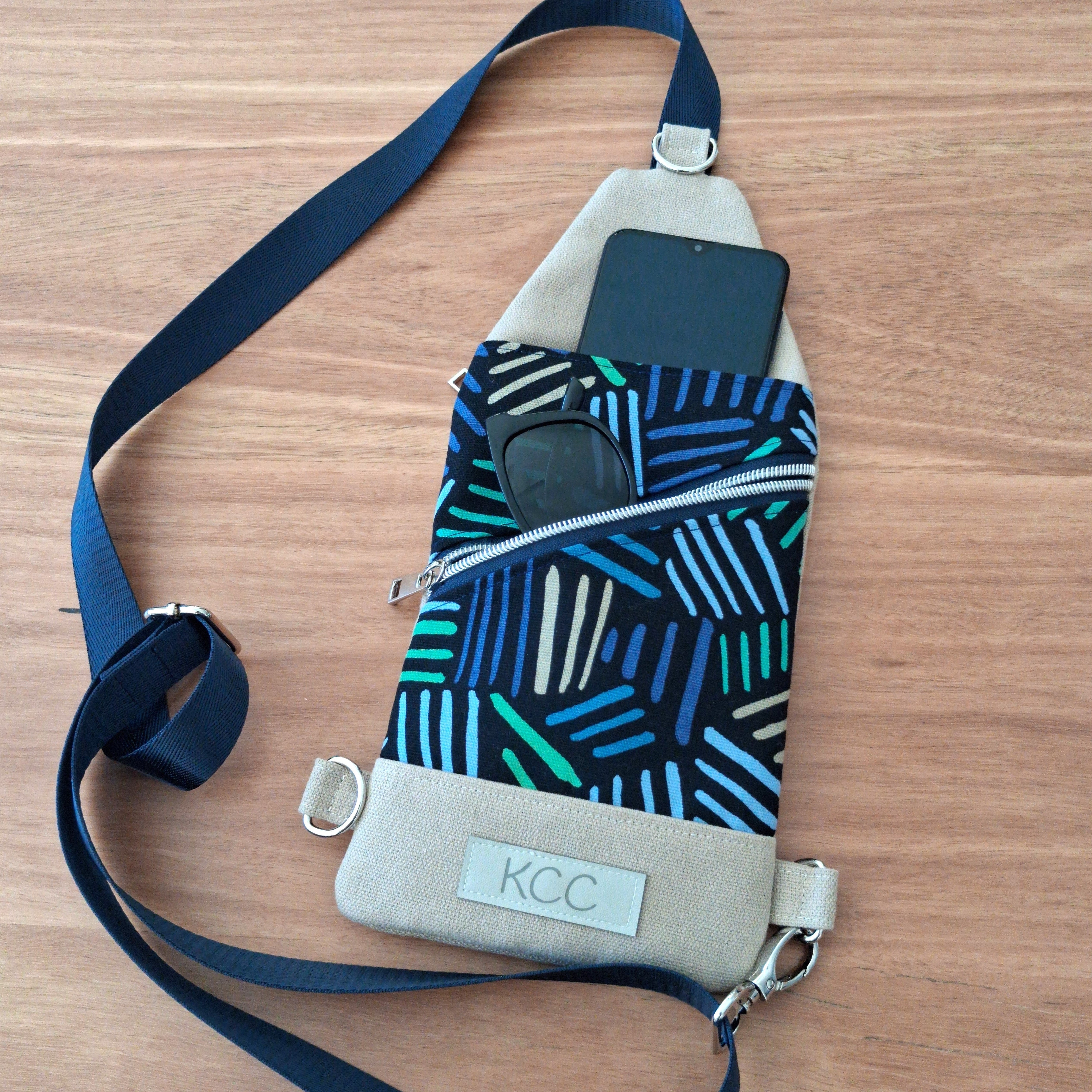Crossbody Sling – Mini Traveller - Geometric Blues