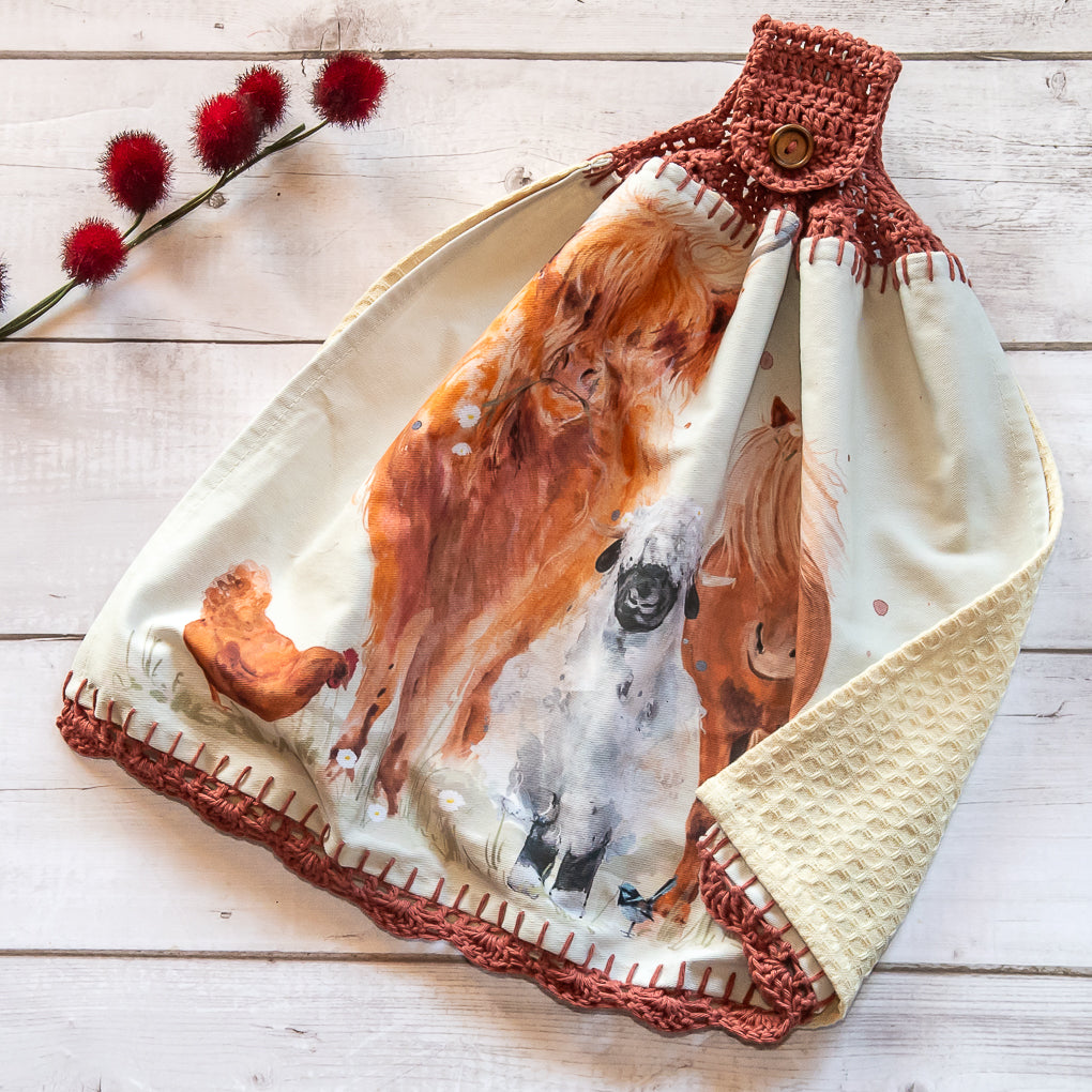 Country Life - Hanging Tea Towels / Hand Towels - Double Thickness