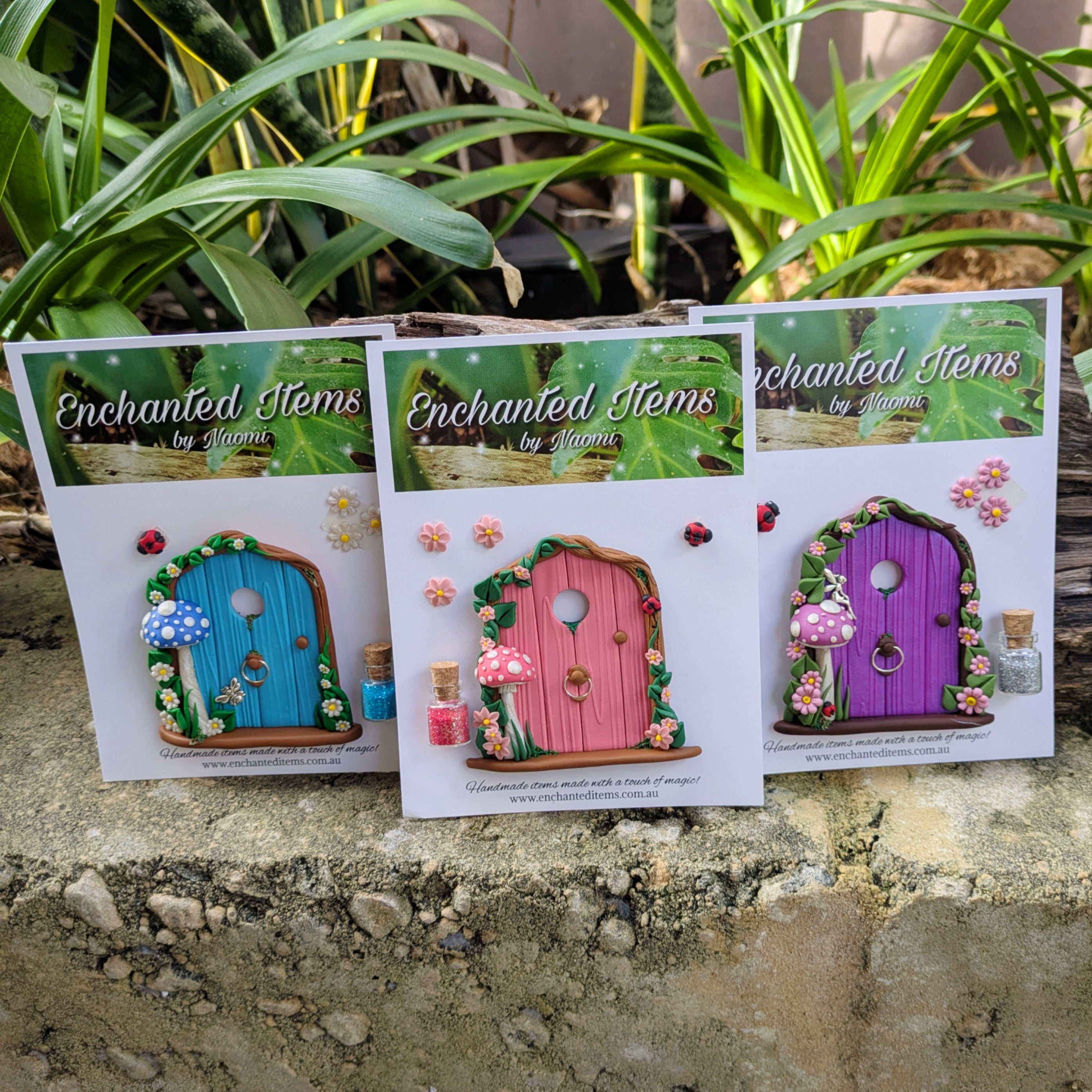 Hand Sculpted Mini coloured woodland Fairy Door