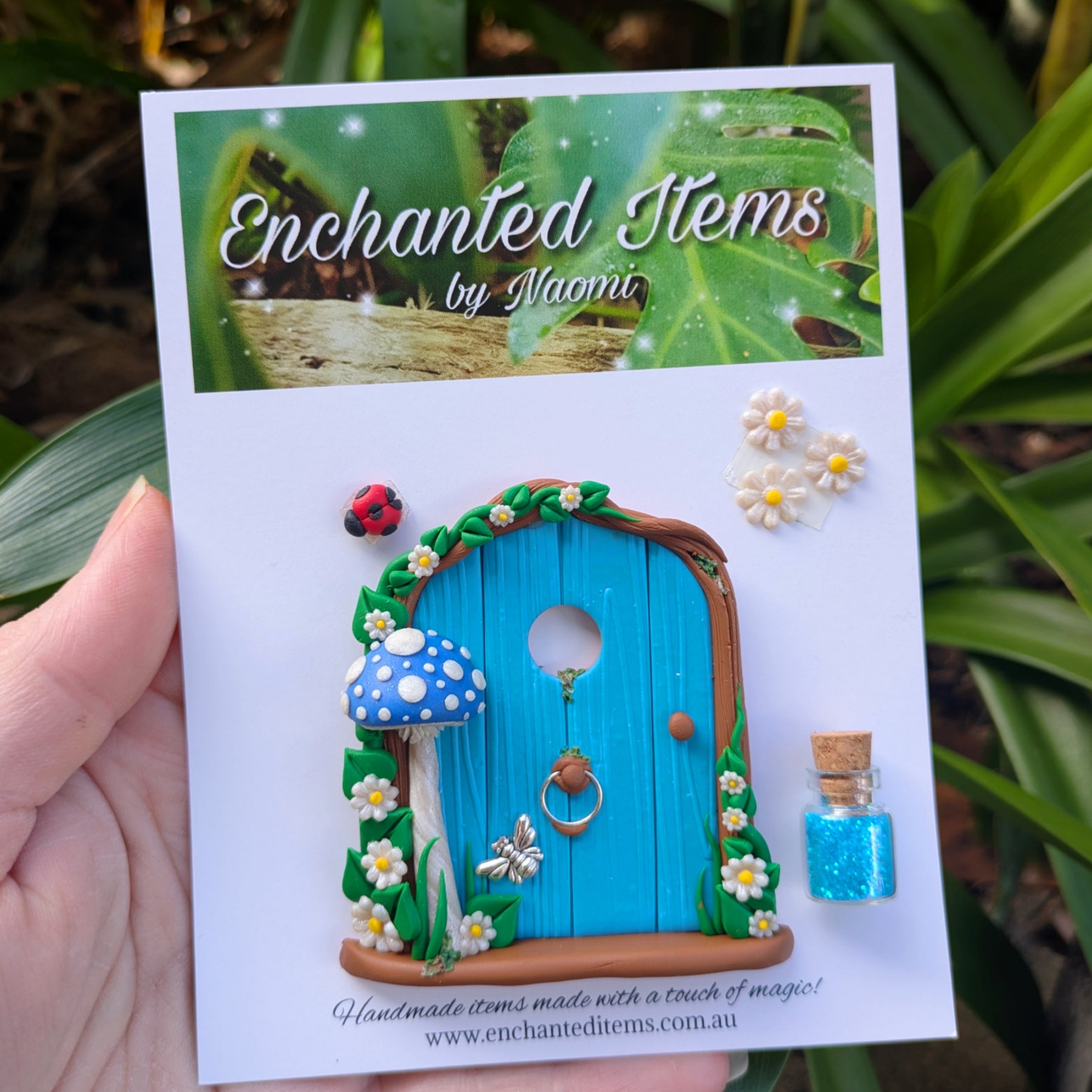 Hand Sculpted Mini coloured woodland Fairy Door