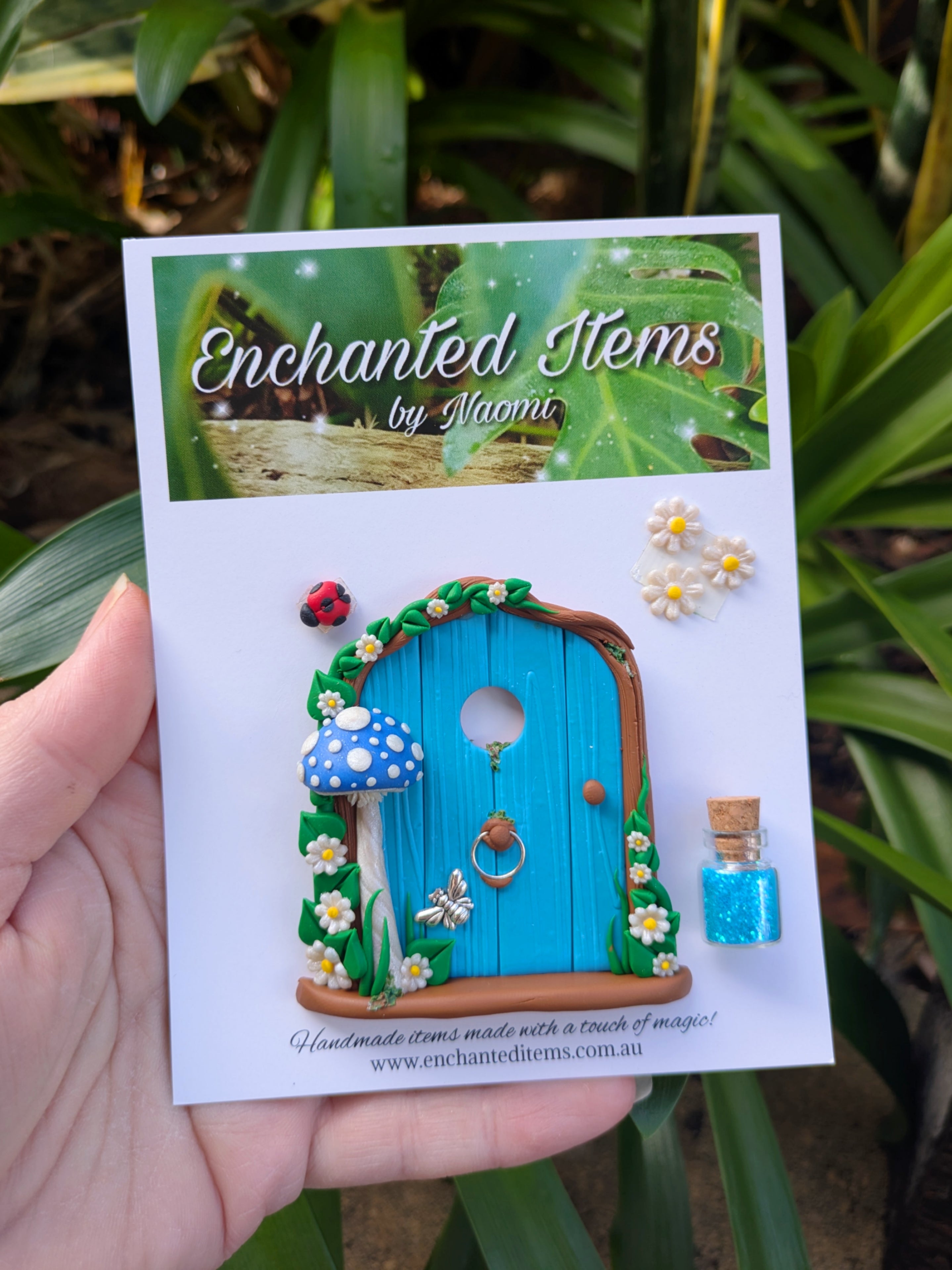 Hand Sculpted Mini coloured woodland Fairy Door
