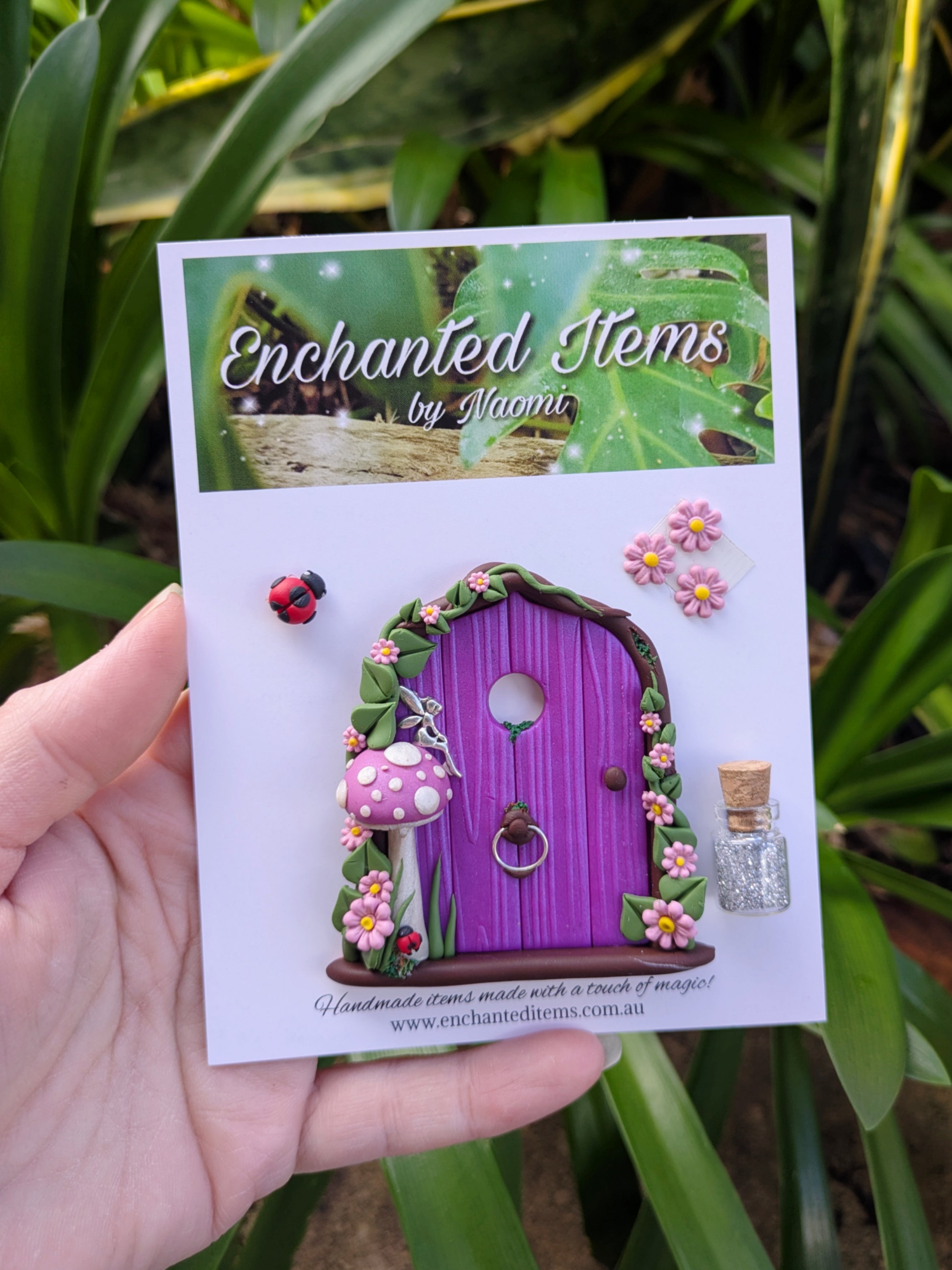 Hand Sculpted Mini coloured woodland Fairy Door