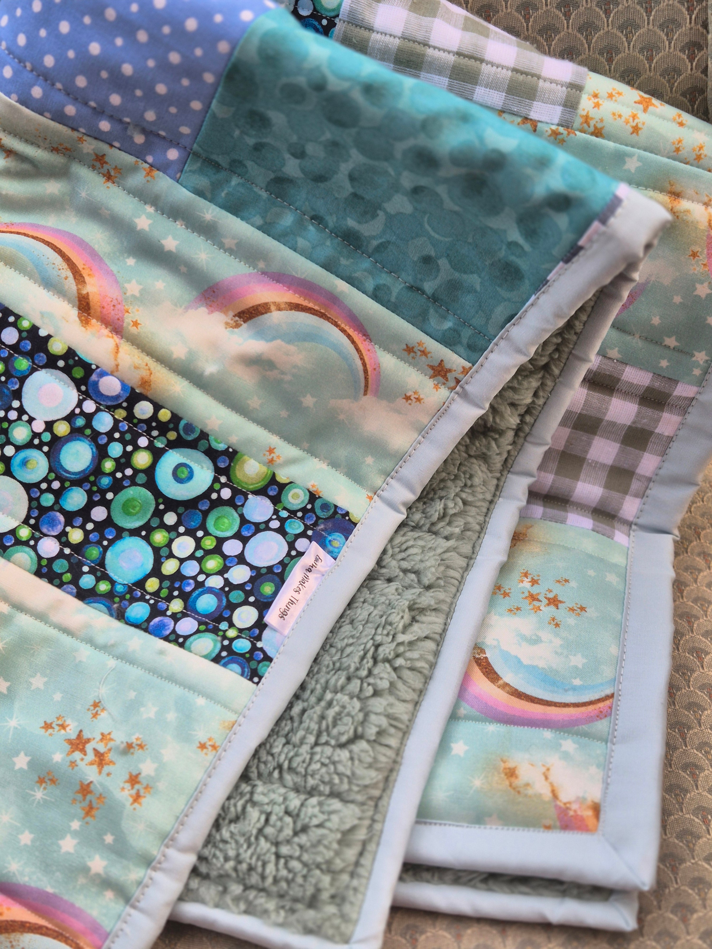 Pram Quilts, gender neutral tones, mint and sage
