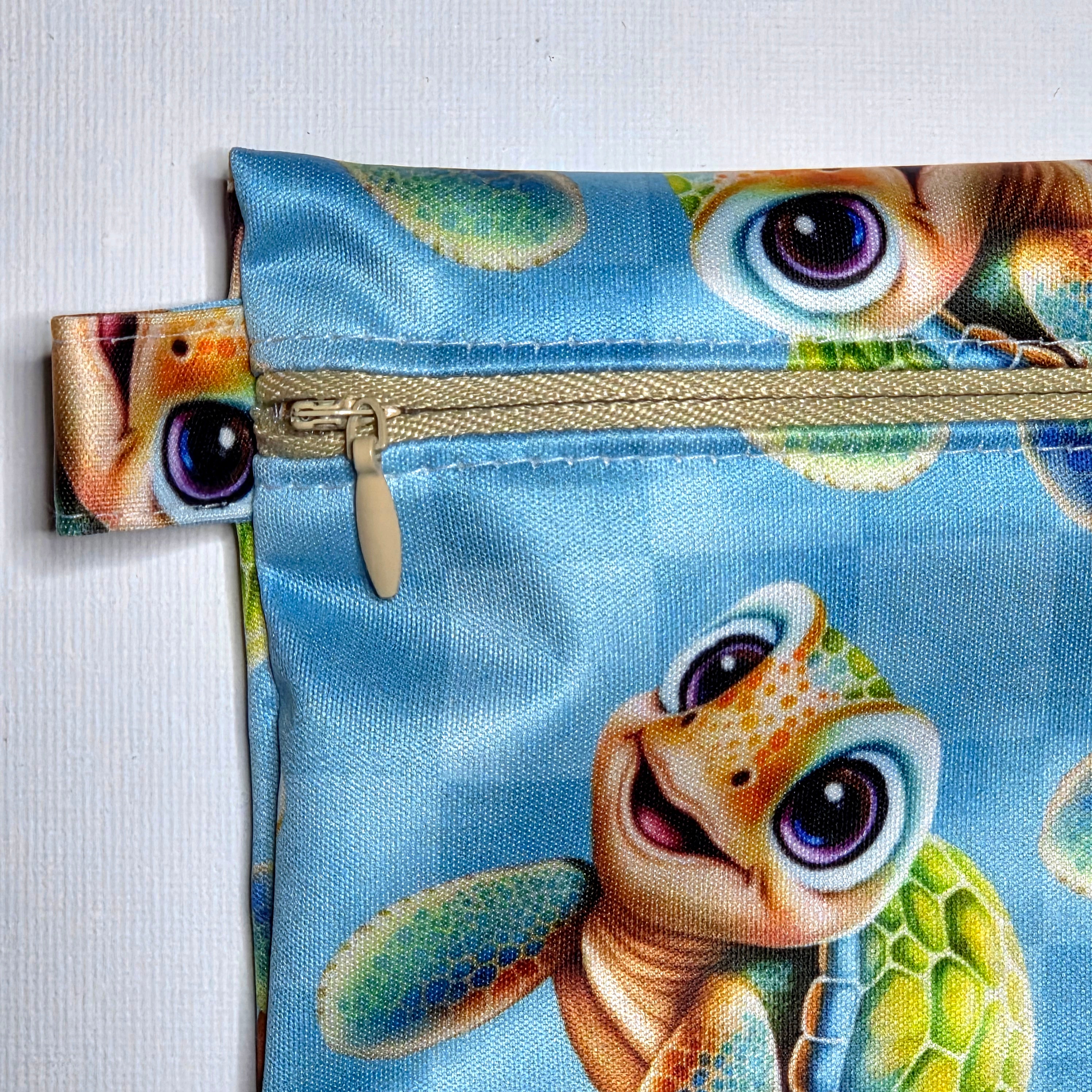 LARGE Wet Bag with Turtles, Pink OR Blue