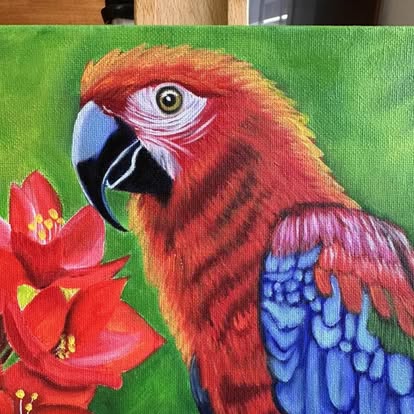 SALE - Original Oil Painting - Hand Painted - Macaw