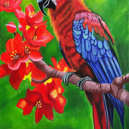 SALE - Original Oil Painting - Hand Painted - Macaw