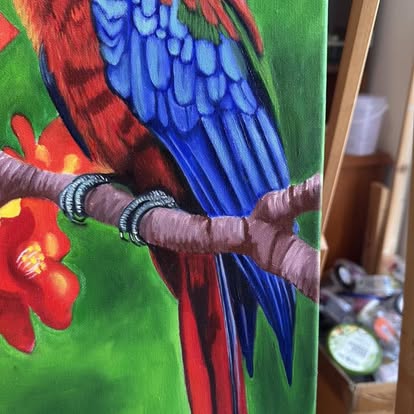 SALE - Original Oil Painting - Hand Painted - Macaw