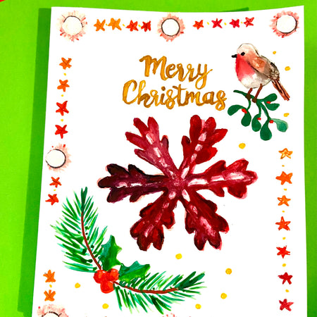 Hand Painted Christmas Card - red version