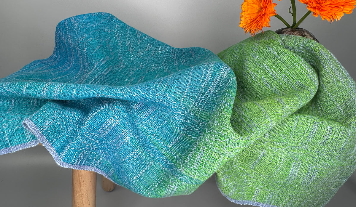 Hand-Dyed and Handwoven Linen/Cotton Tea Towels (Lilac Weft)
