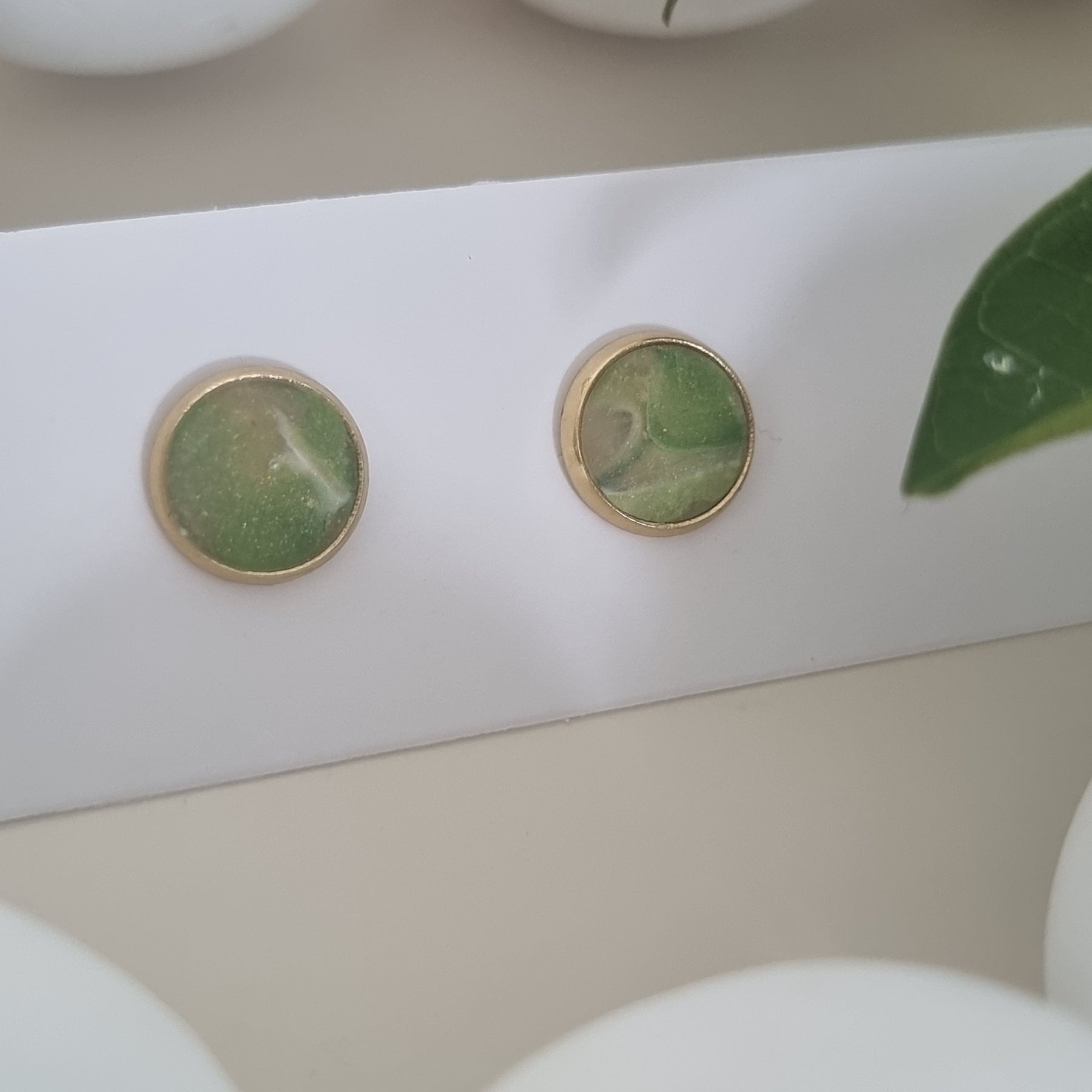 Sage Marble Studs