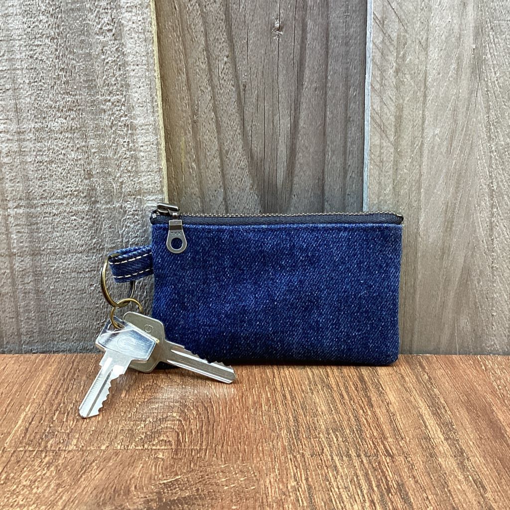 Small Keyring Pouch - Blue Upcycled Denim