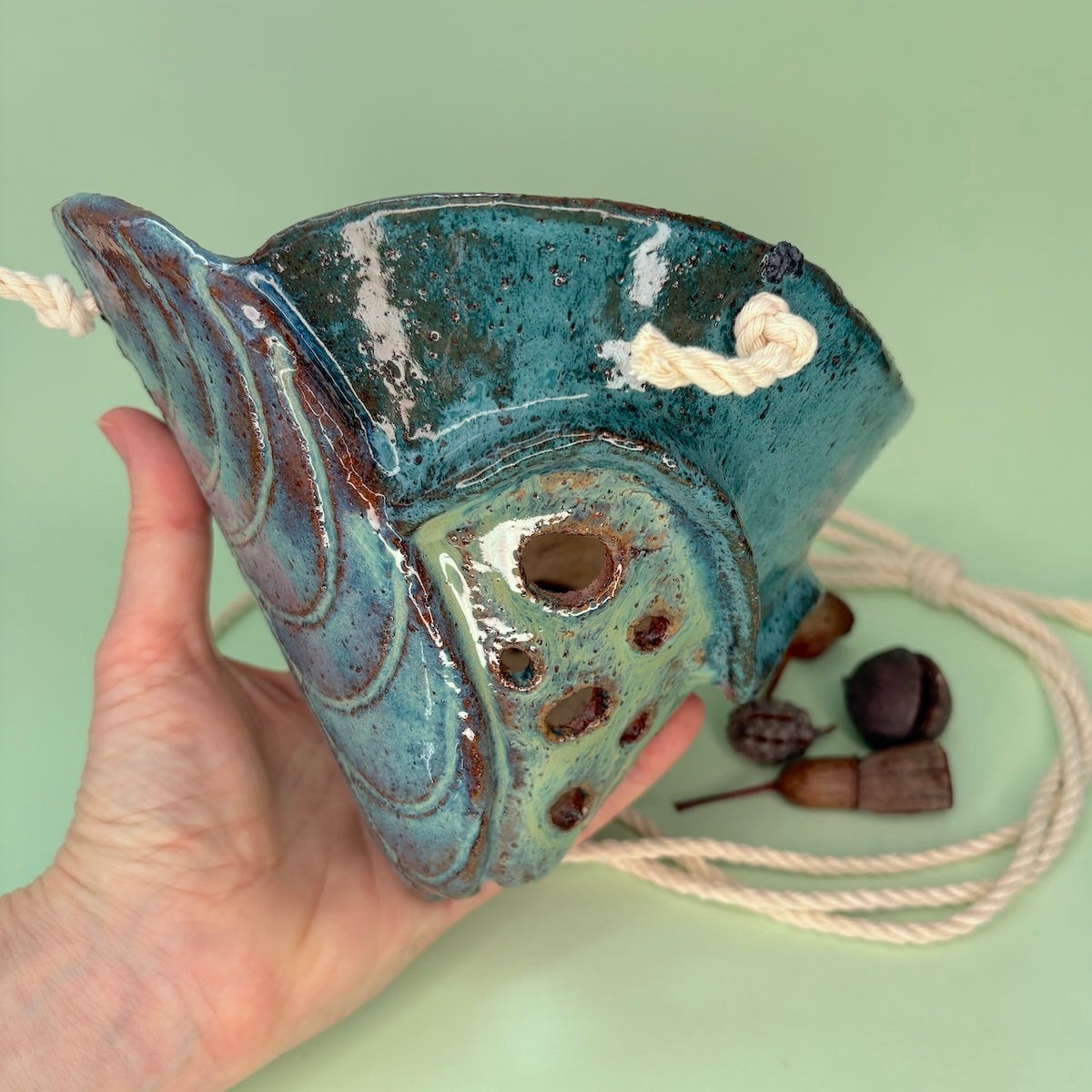 Ceramic hanging large cone orchid pot