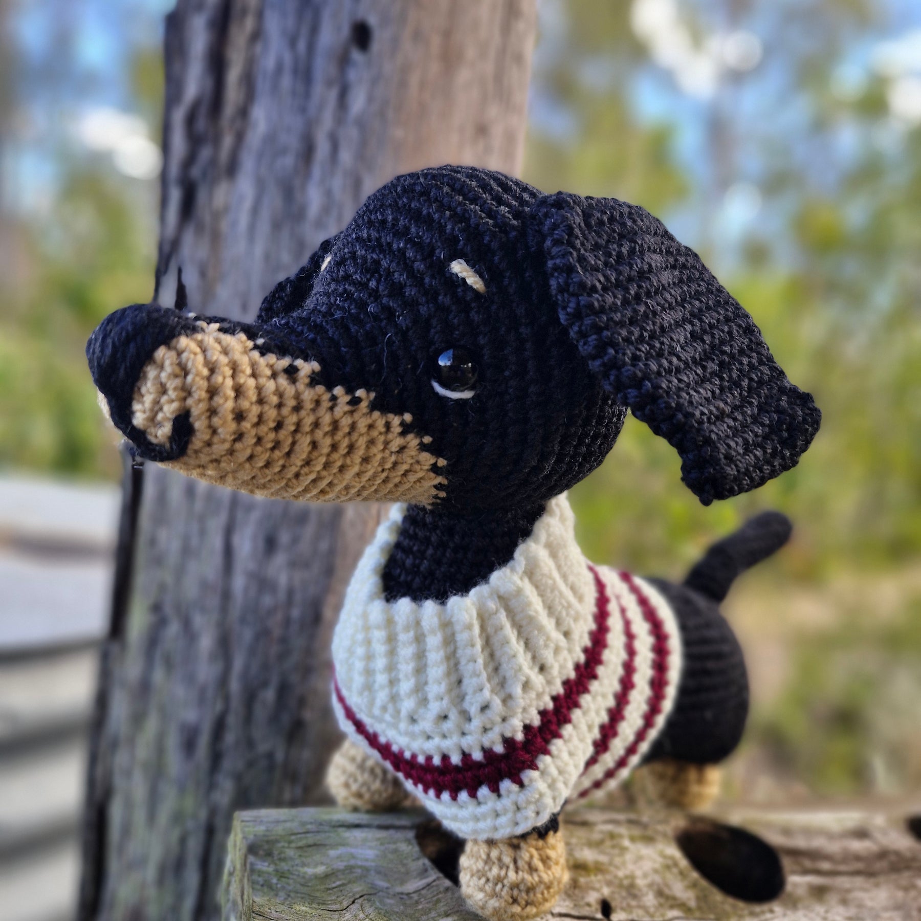 Hand crochet Bi-Colour Dachshund Dog (Sausage Dog)
