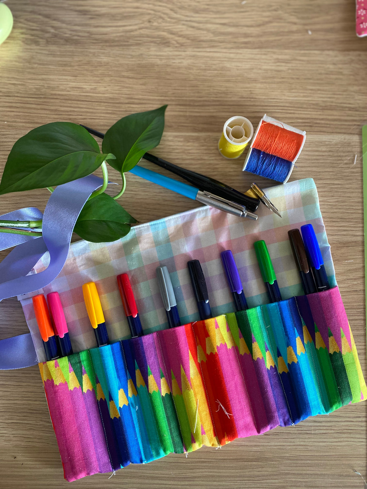 Rainbow Pencil Roll | Colourful Pencil Holder | Artist Organiser | Gift for Artists