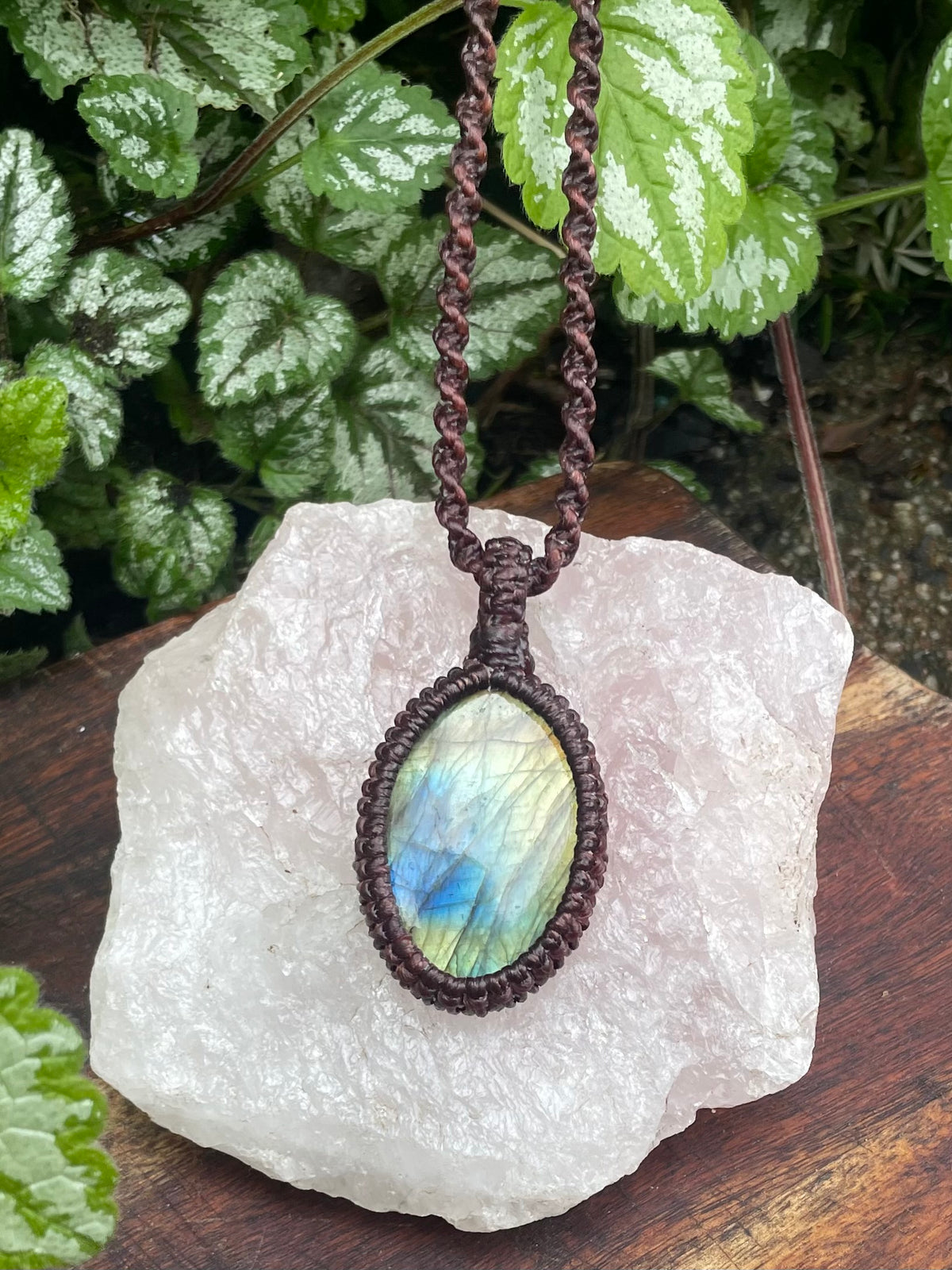 Labradorite Pendant, boho macrame necklace, adjustable