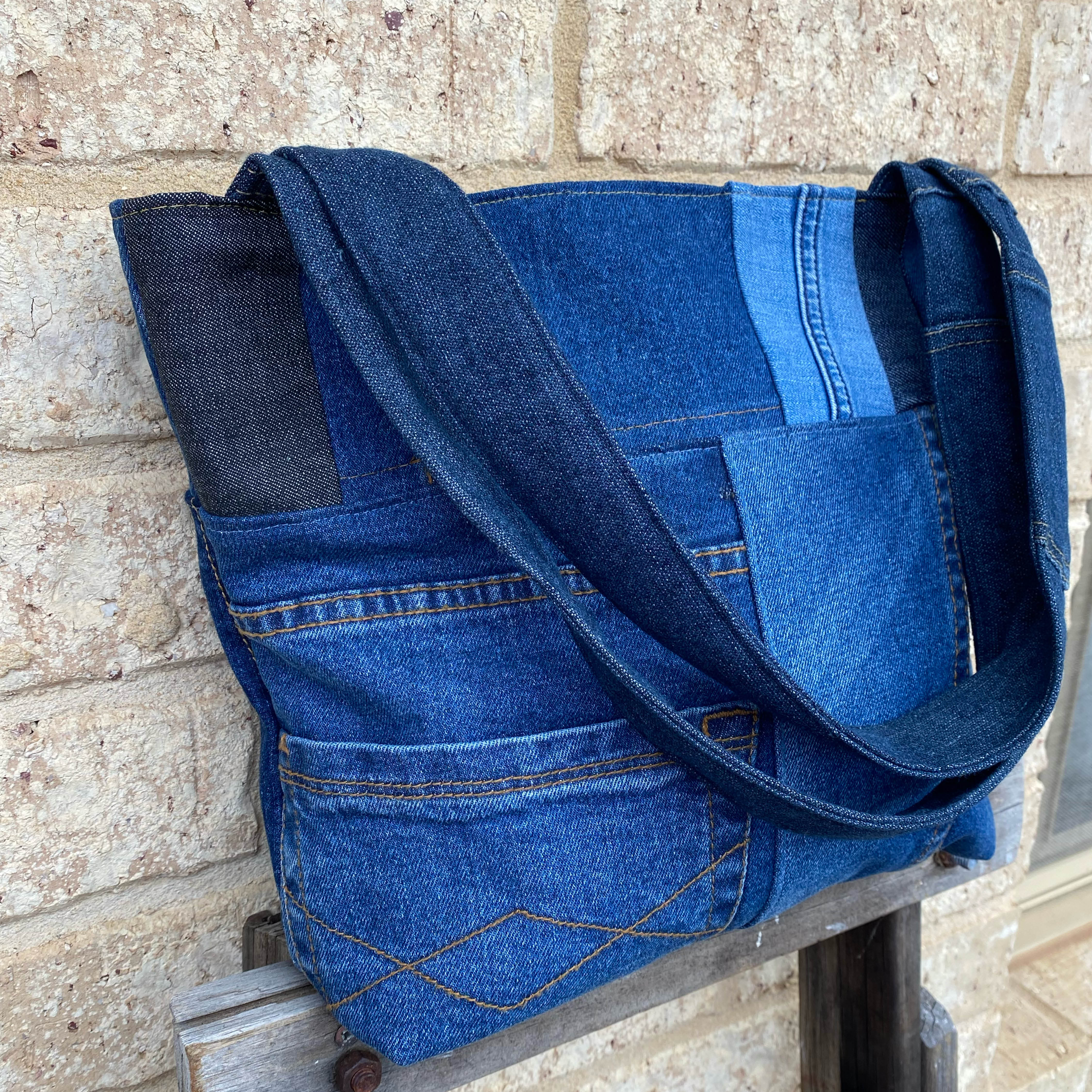 Sunray Denim Handmade Shoulder Bag Upcycled Vintage Fabrics & Denim